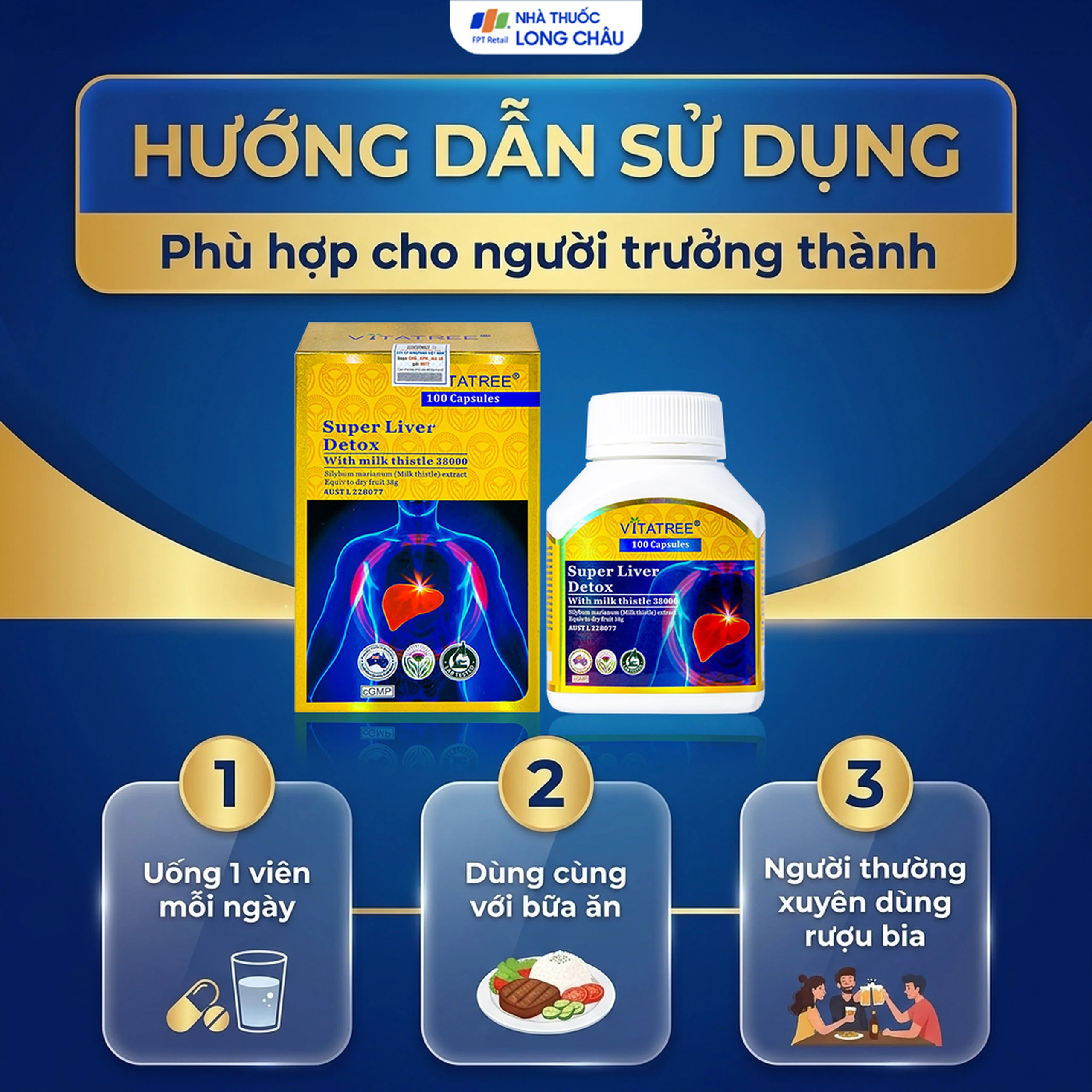 Viên uống hỗ trợ giải độc gan, giảm gan nhiễm mỡ, viêm gan, bảo vệ gan Vitatree Super Liver Detox (100 viên) 5