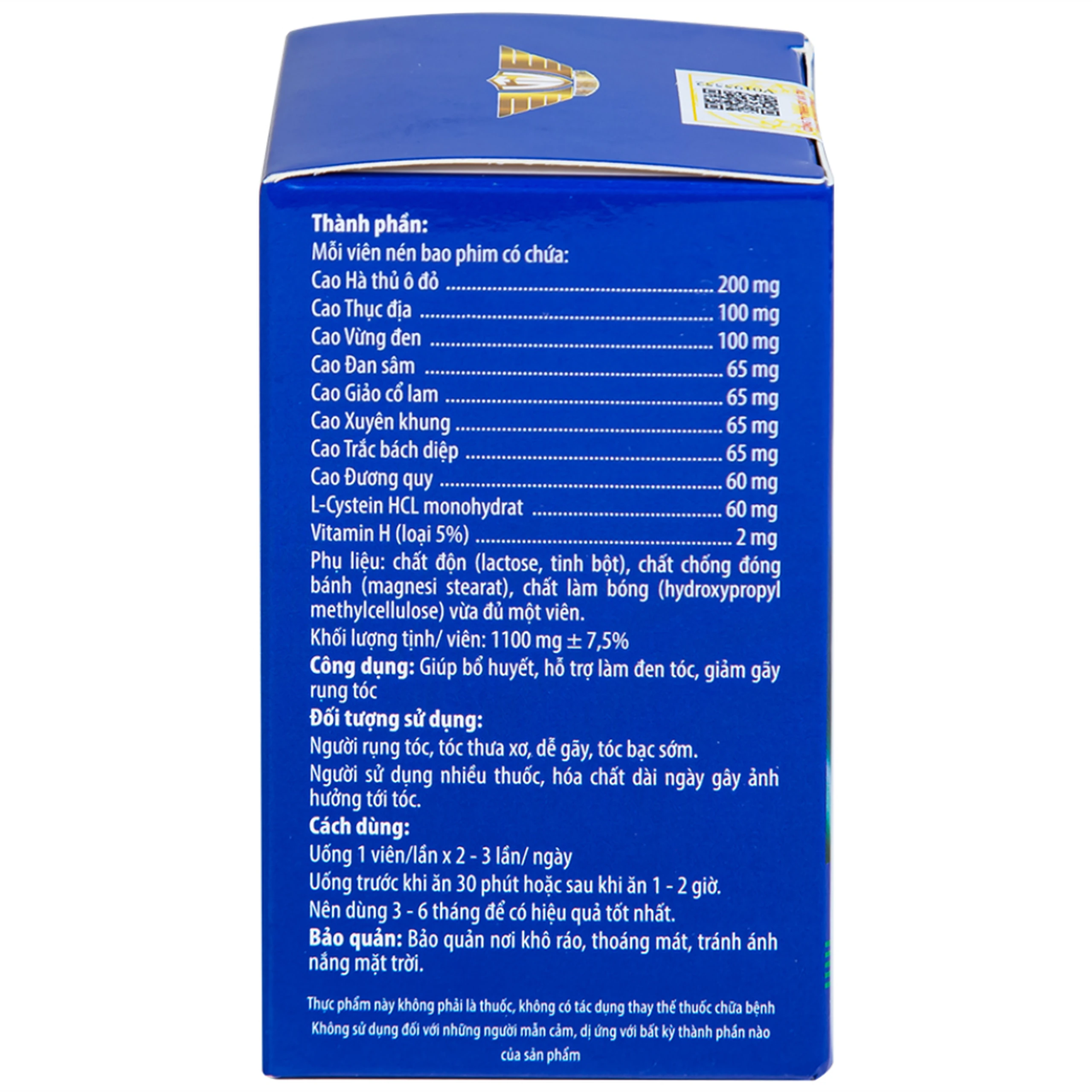 Viên uống hỗ trợ làm đen tóc, giảm gãy rụng Herba Hair Kingphar (60 viên)