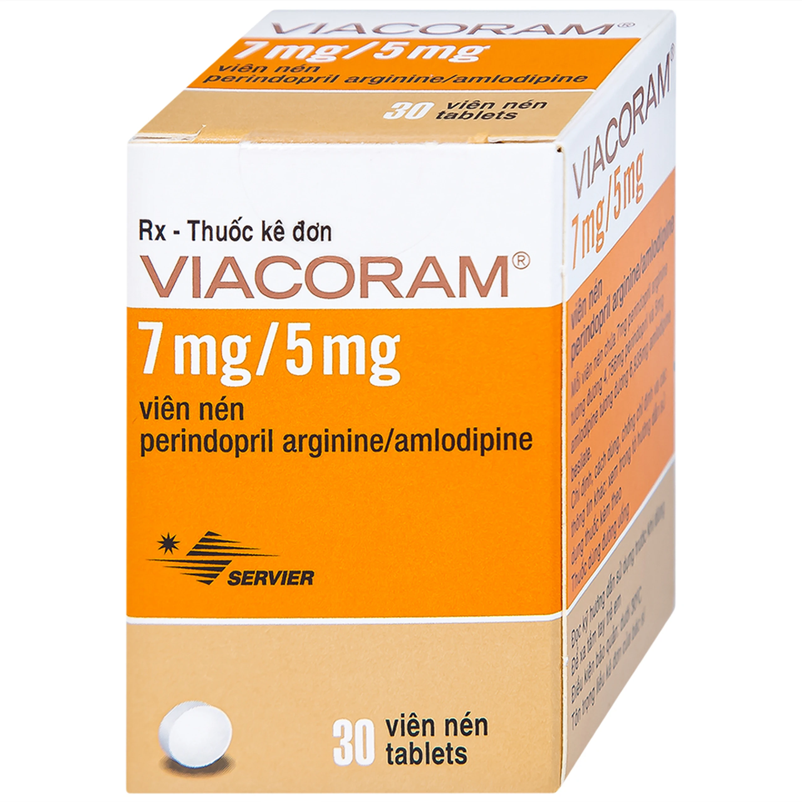 Thuốc Viacoram 7mg/5mg Servier điều trị tăng huyết áp vô căn (30 viên)