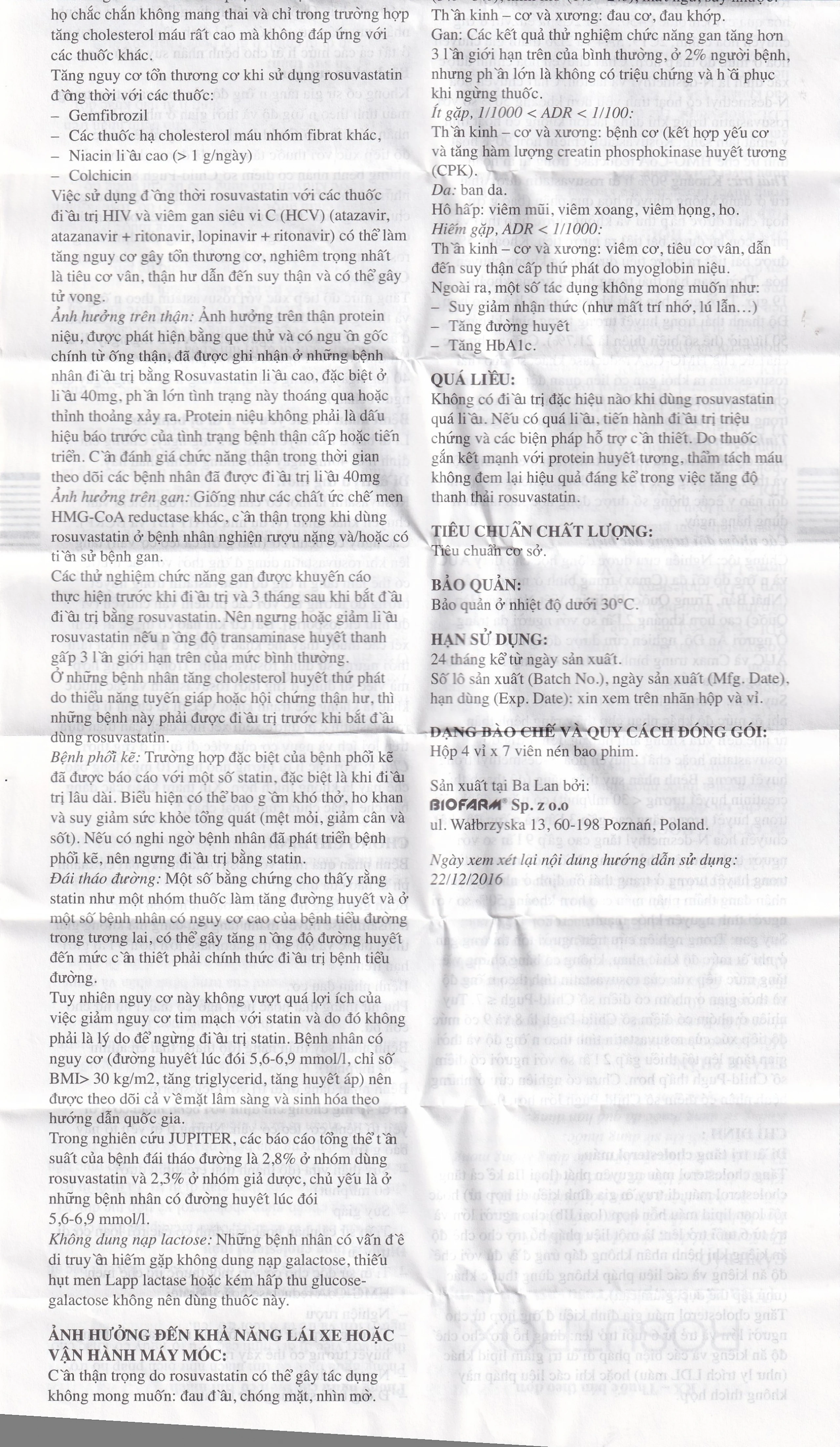 Thuốc Rosutrox 10mg Biofarm điều trị tăng cholesterol máu (4 vỉ x 7 viên) 