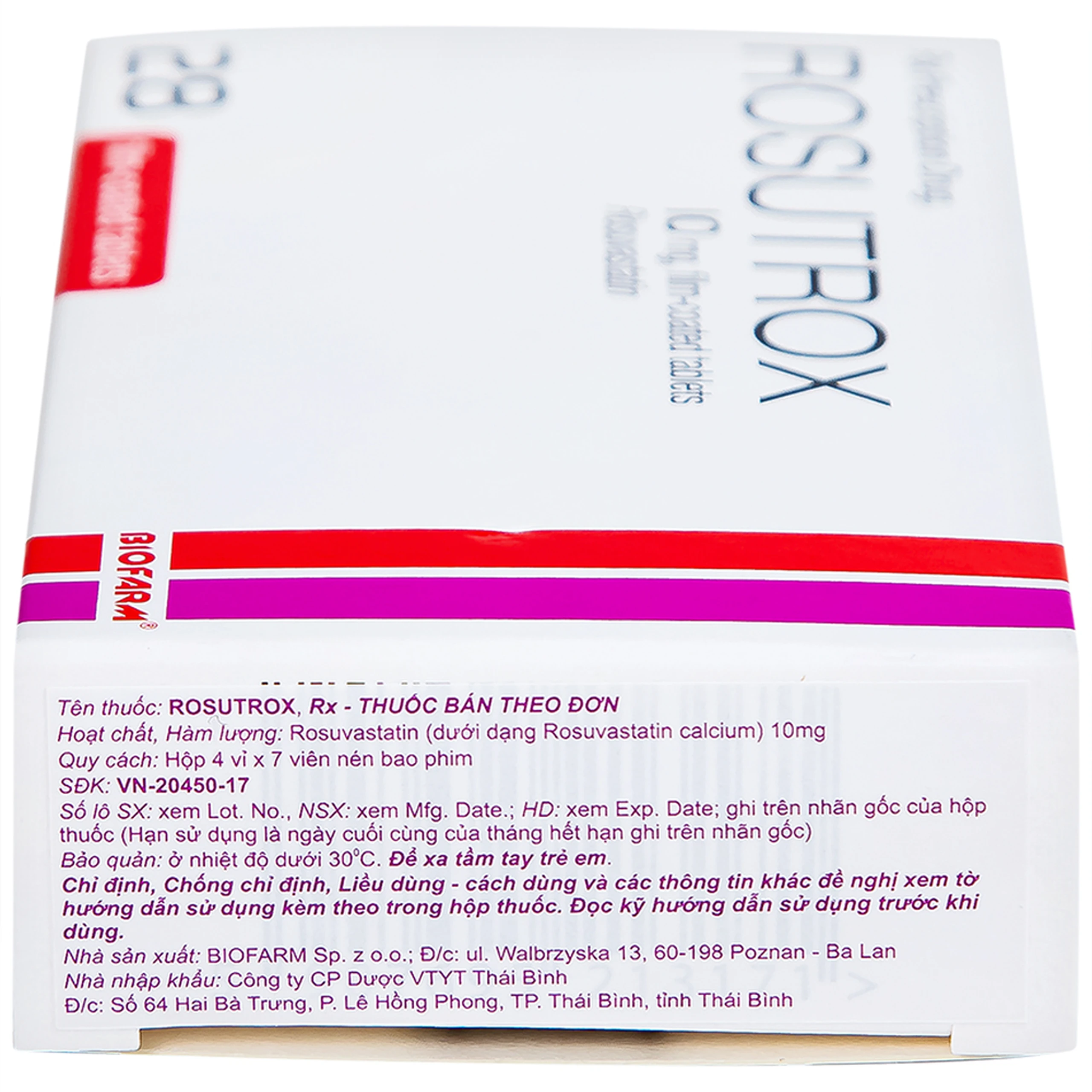 Thuốc Rosutrox 10mg Biofarm điều trị tăng cholesterol máu (4 vỉ x 7 viên) 