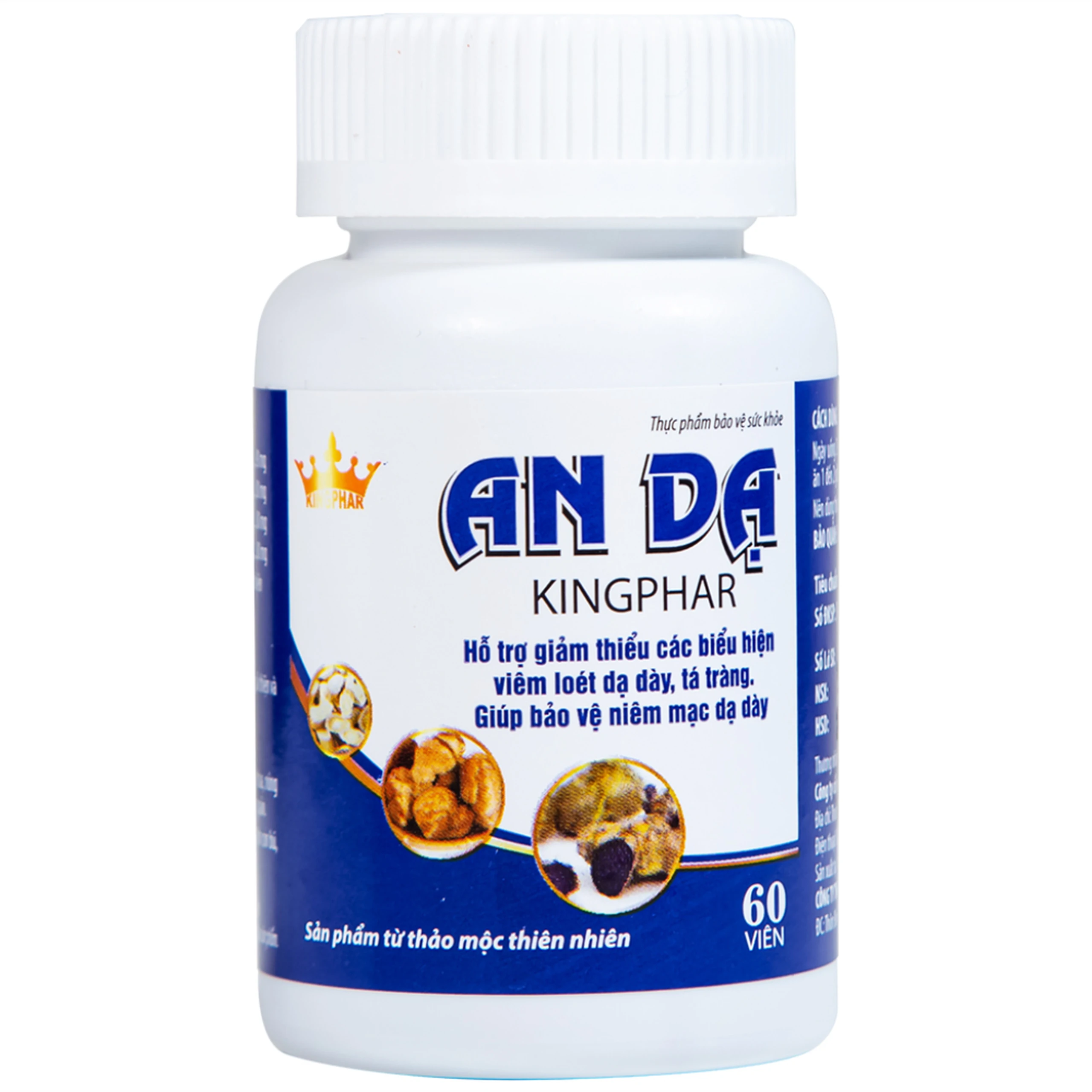 Viên uống hỗ trợ giảm axit dịch vị, giảm viêm loét dạ dày, tá tràng An Dạ Kingphar (60 viên)