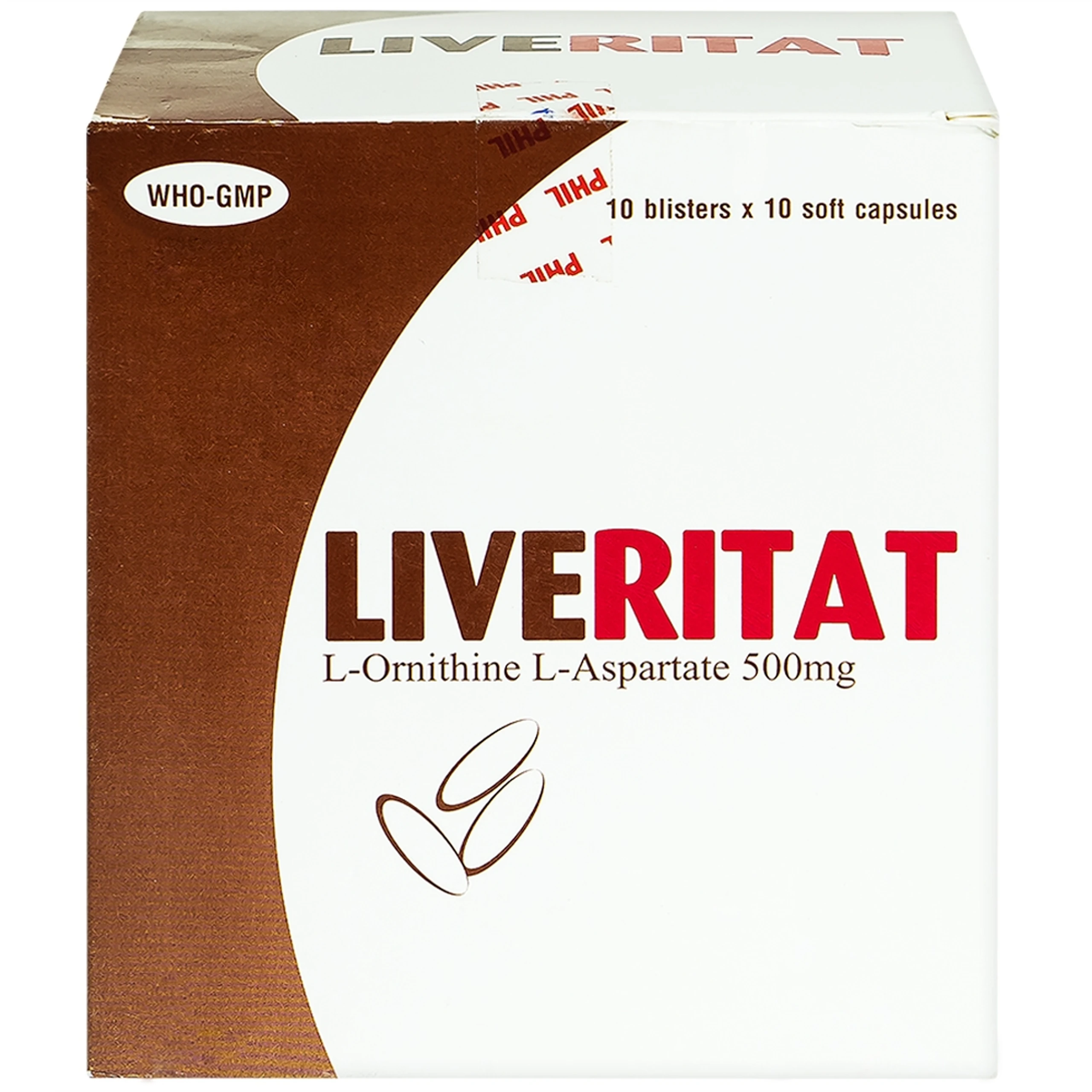 Viên nang mềm Leveritat 500mg Phil Inter Pharma điều trị viêm gan, gan nhiễm mỡ (10 vỉ x 10 viên)