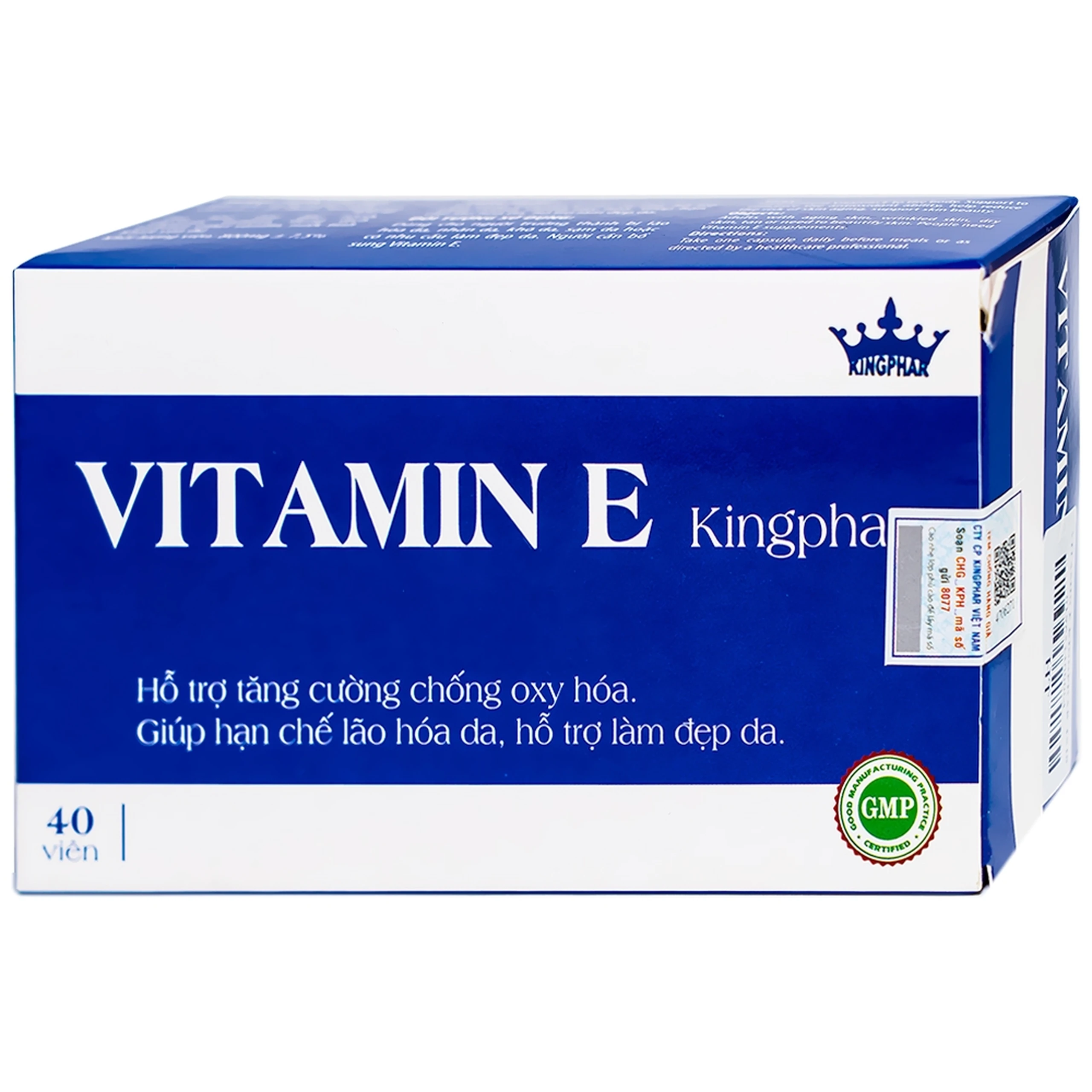 Viên uống bổ sung vitamin E hỗ trợ chống oxy hóa Vitamin E Kingphar (4 vỉ x 10 viên)