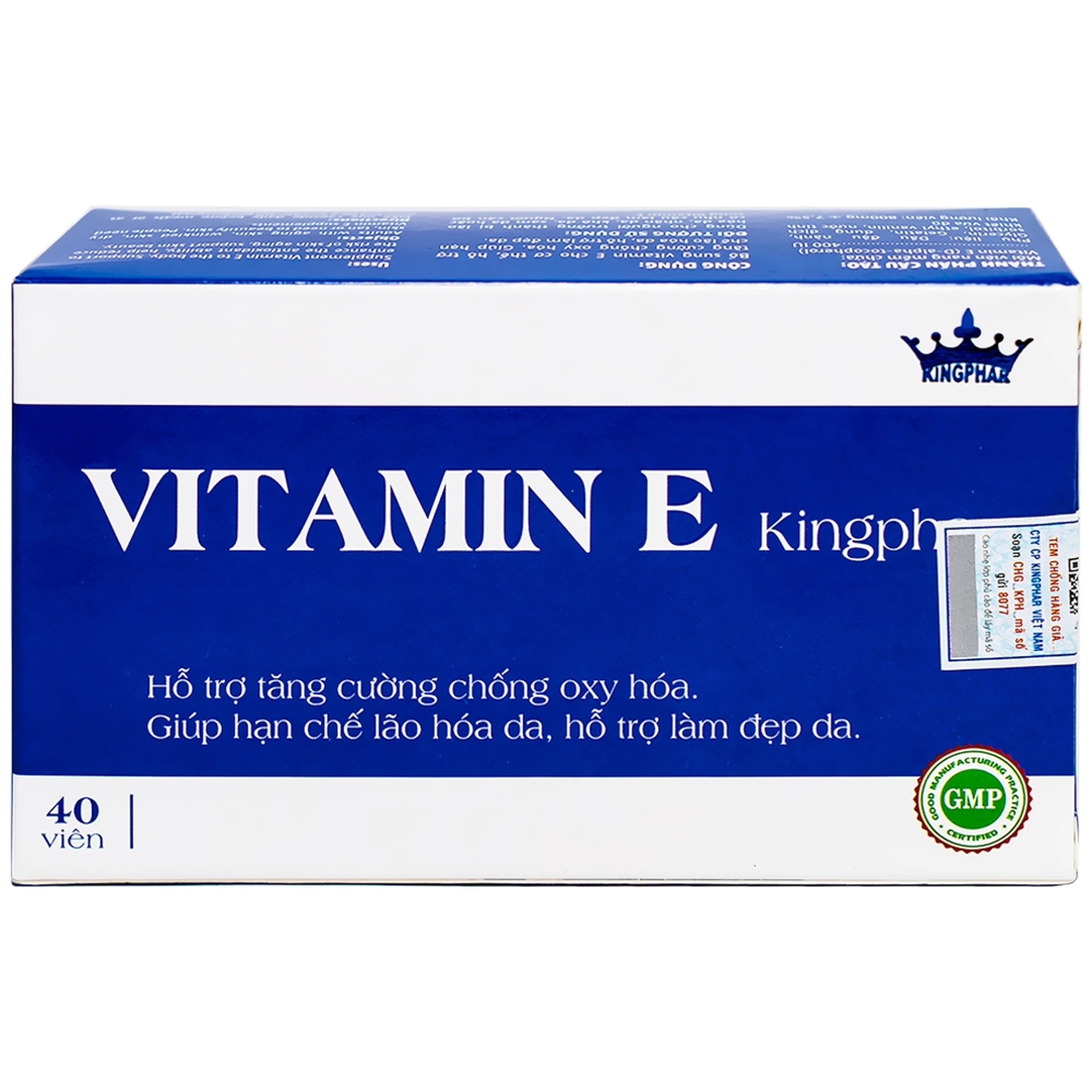 Viên uống bổ sung vitamin E hỗ trợ chống oxy hóa Vitamin E Kingphar (4 vỉ x 10 viên)