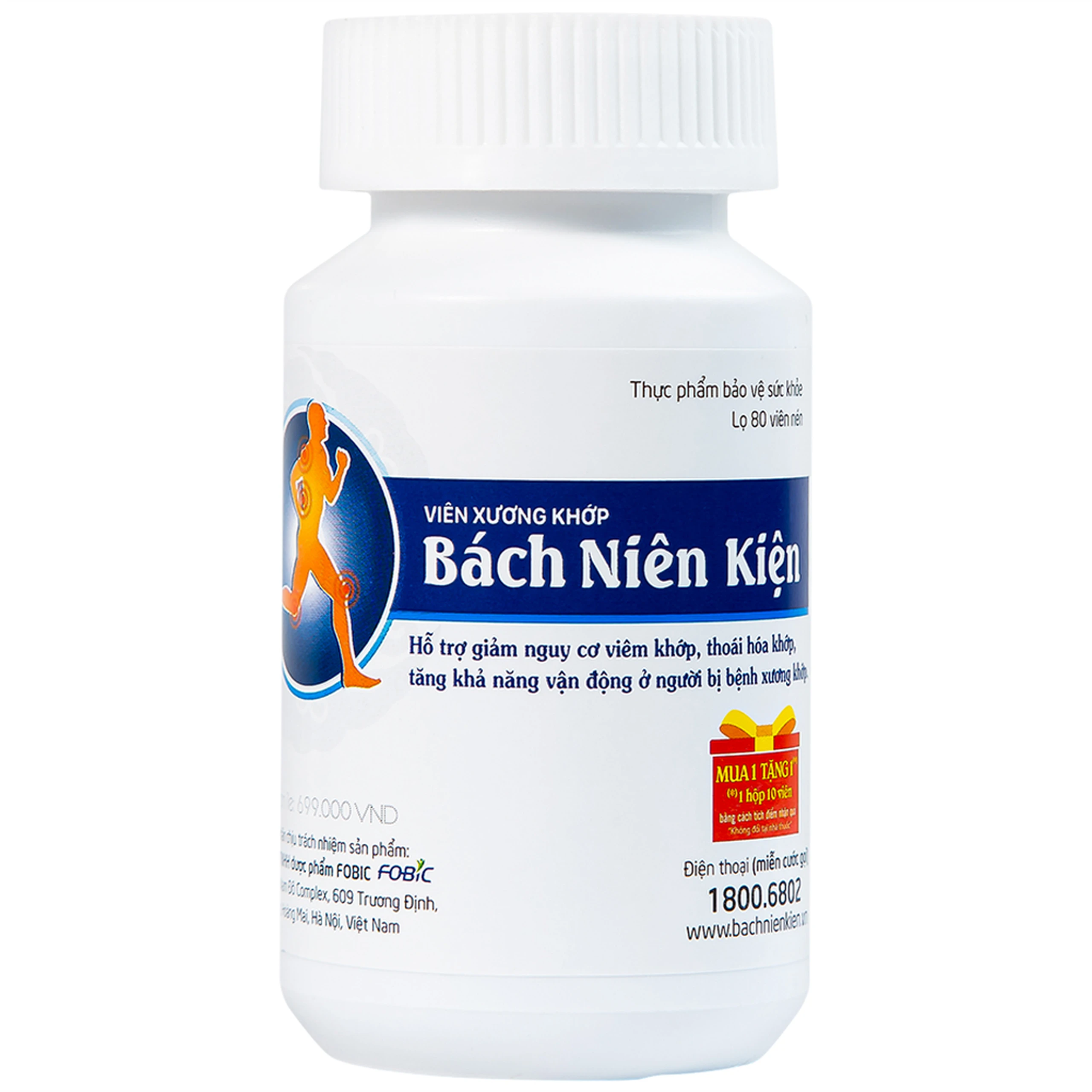 Viên hỗ trợ giảm nguy cơ viêm khớp Bách Niên Kiện Fobic (80 viên)