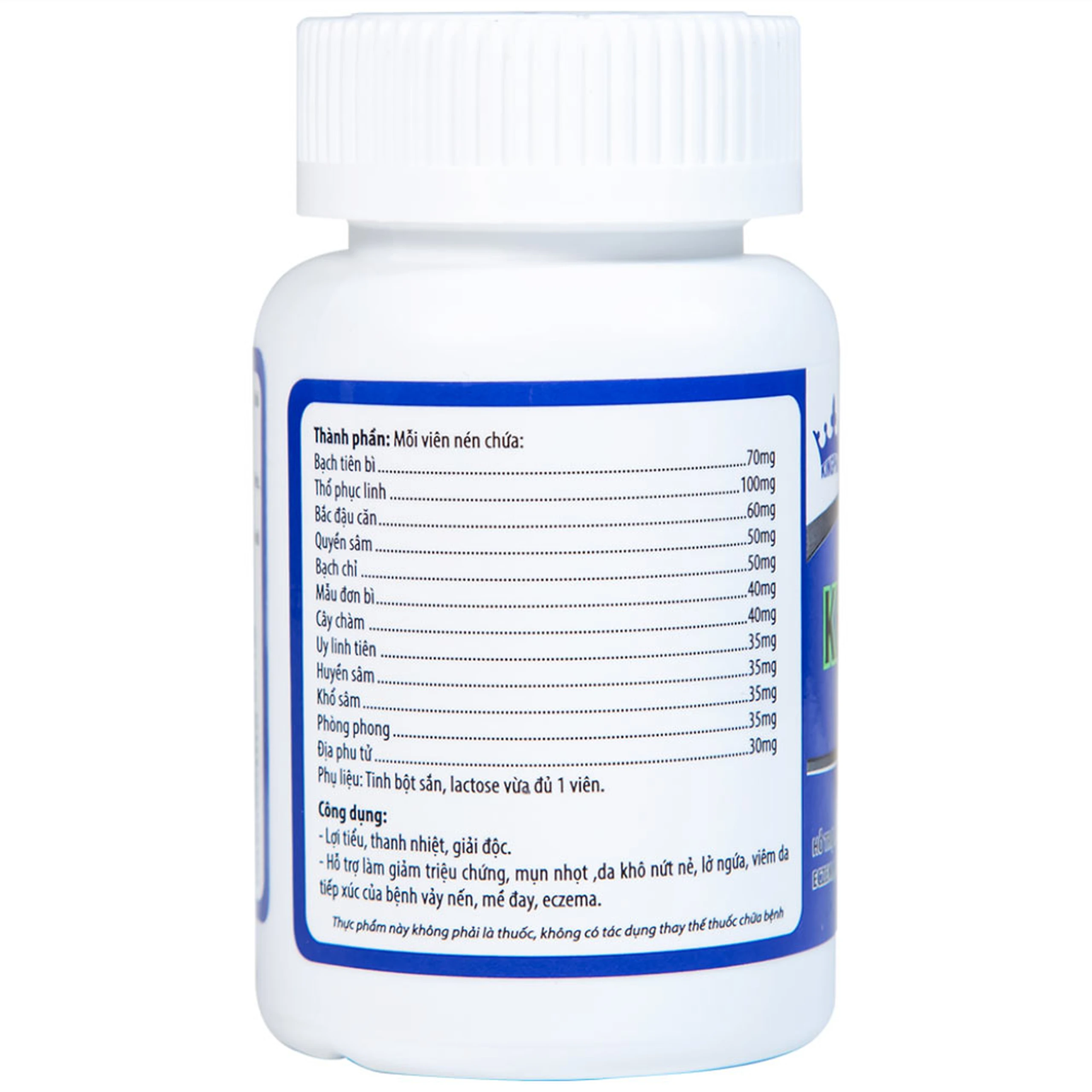 Viên uống hỗ trợ giảm mụn nhọt, da khô, nứt nẻ, lở ngứa của bệnh vảy nến Khang Bảo Bì Kingphar (60 viên)