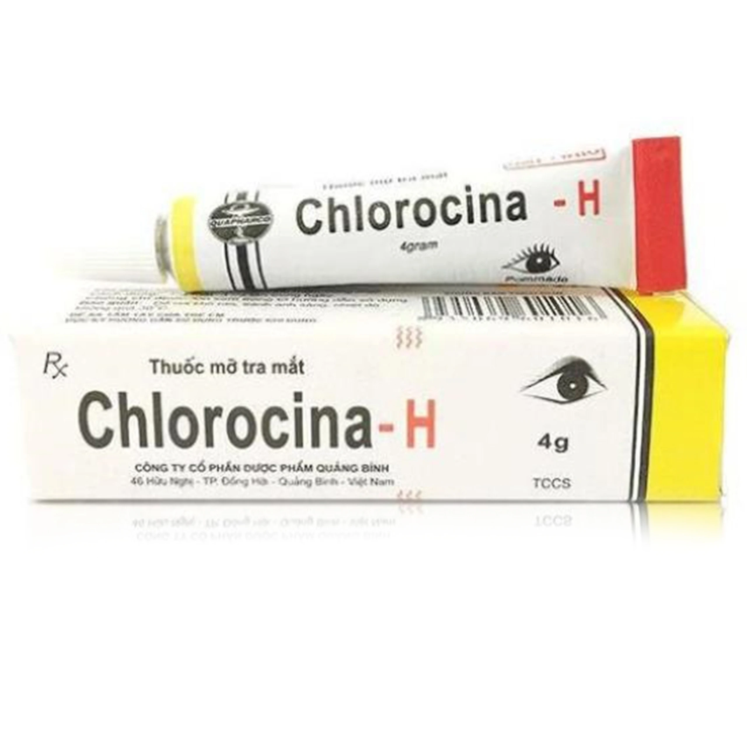 Thuốc mỡ tra mắt Chlorocina-H Quapharco điều trị viêm mí, viêm kết mạc (4g)