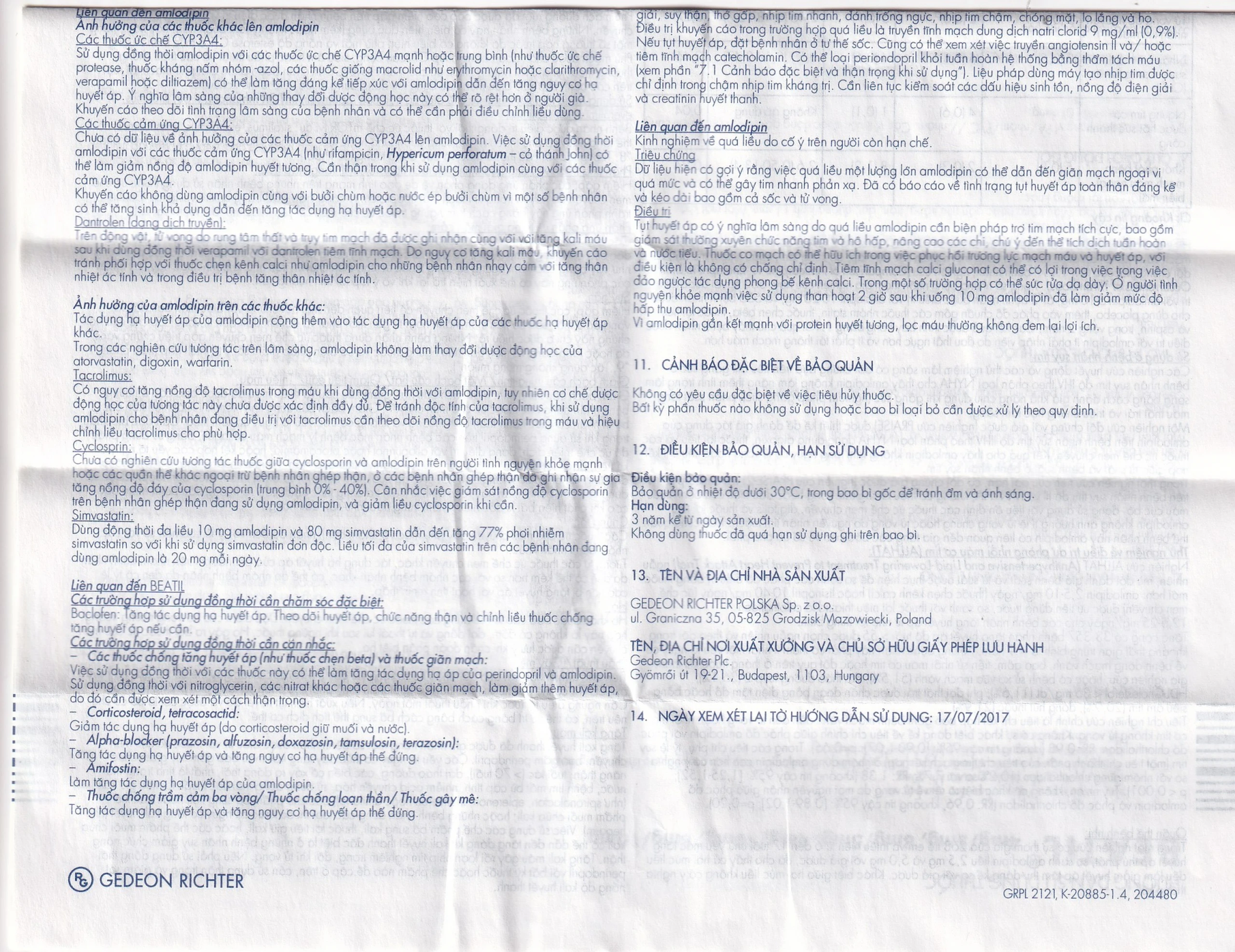 Thuốc Beatil 4mg/5mg Gedeon điều trị tăng huyết áp vô căn, bệnh mạch vành ổn định (3 vỉ x 10 viên)