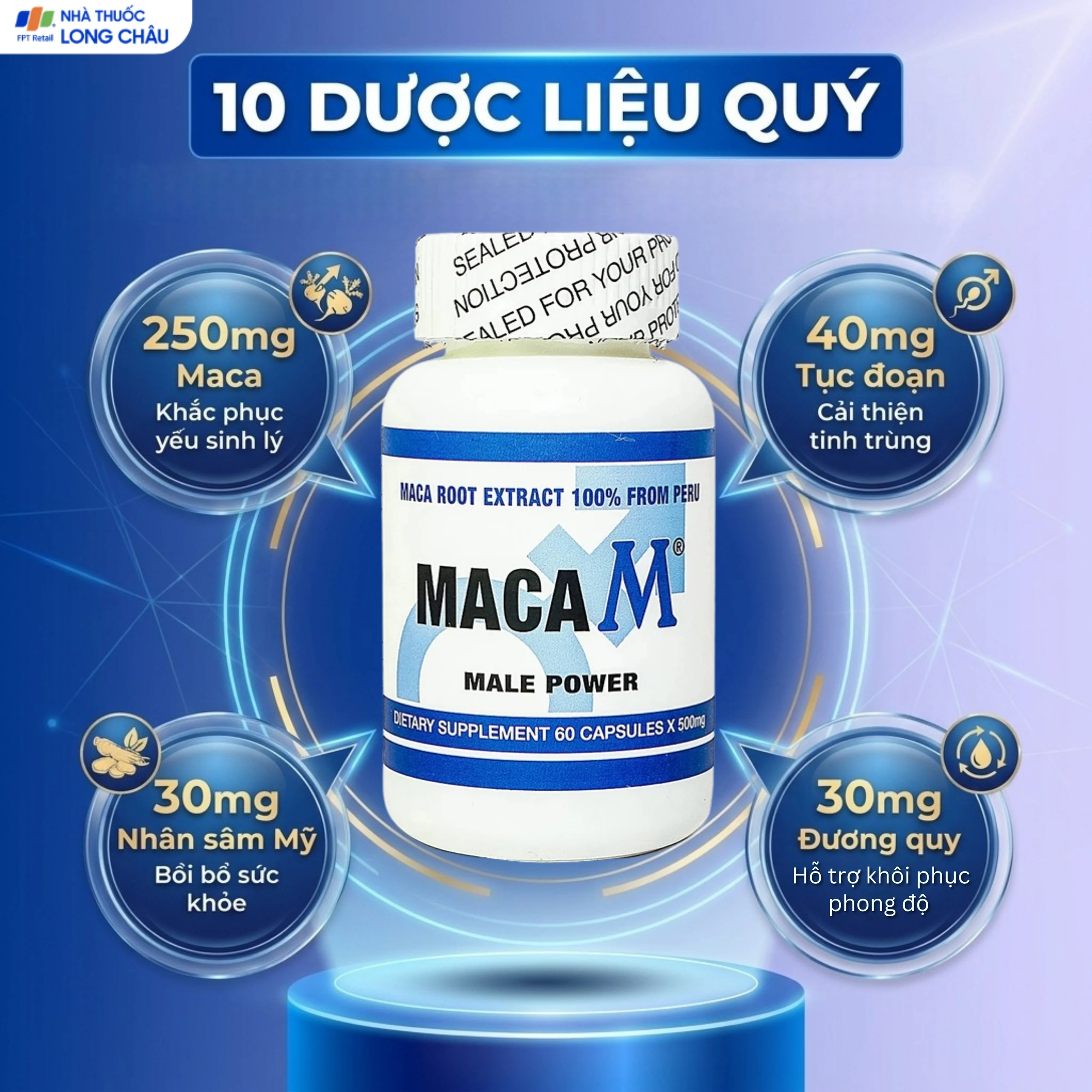 Viên uống giúp bổ thận, tráng dương, tăng cường sinh lực nam Maca M Male Power (60 viên) 3