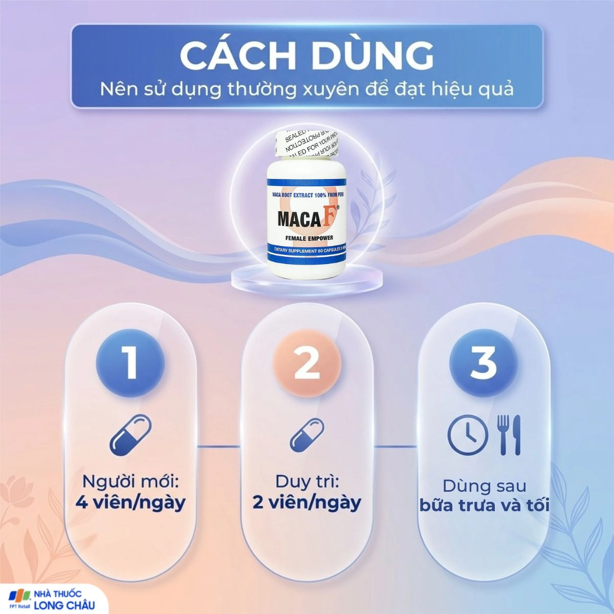 Viên uống hỗ trợ tăng sinh lý nữ, tăng cường nội tiết tố nữ Maca F Female Empower (60 viên) 5