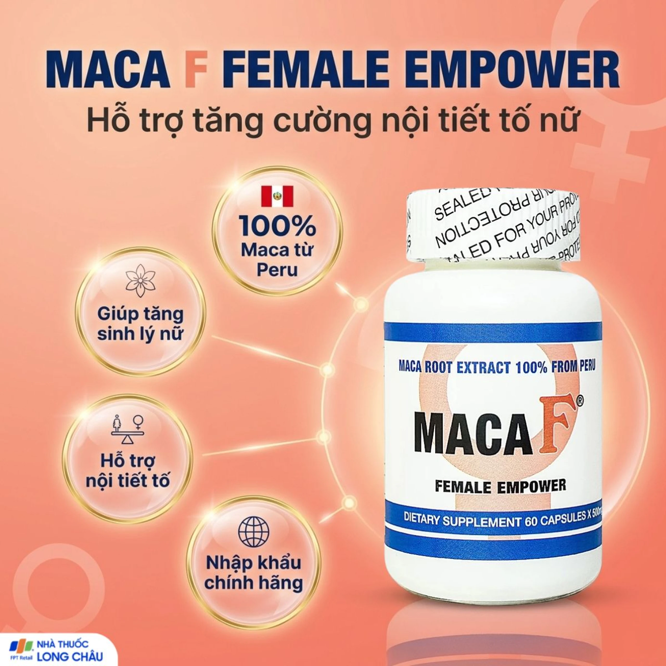Viên uống hỗ trợ tăng sinh lý nữ, tăng cường nội tiết tố nữ Maca F Female Empower (60 viên) 2