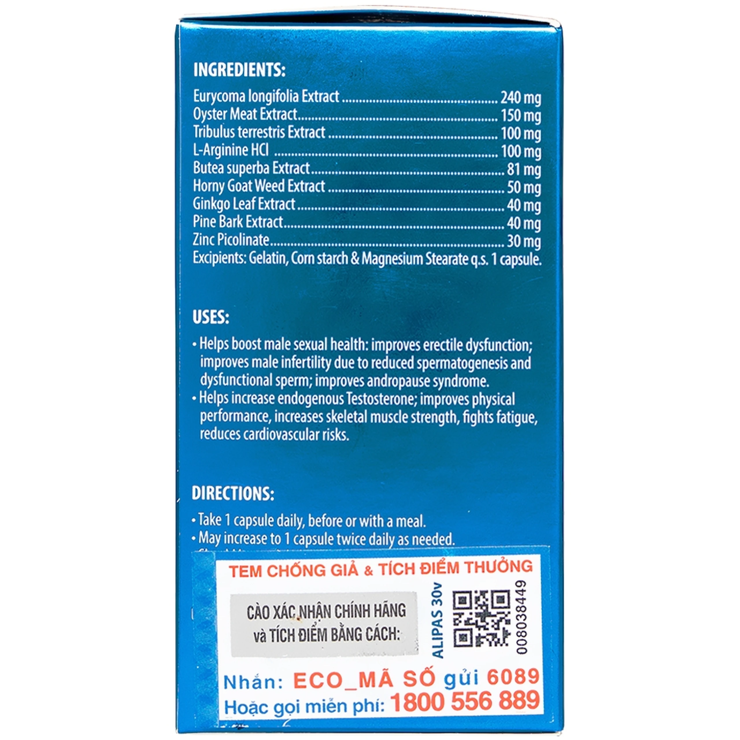 Viên uống tăng cường sinh lực phái mạnh Ecogreen Men’s Ginseng Alipas (30 viên)