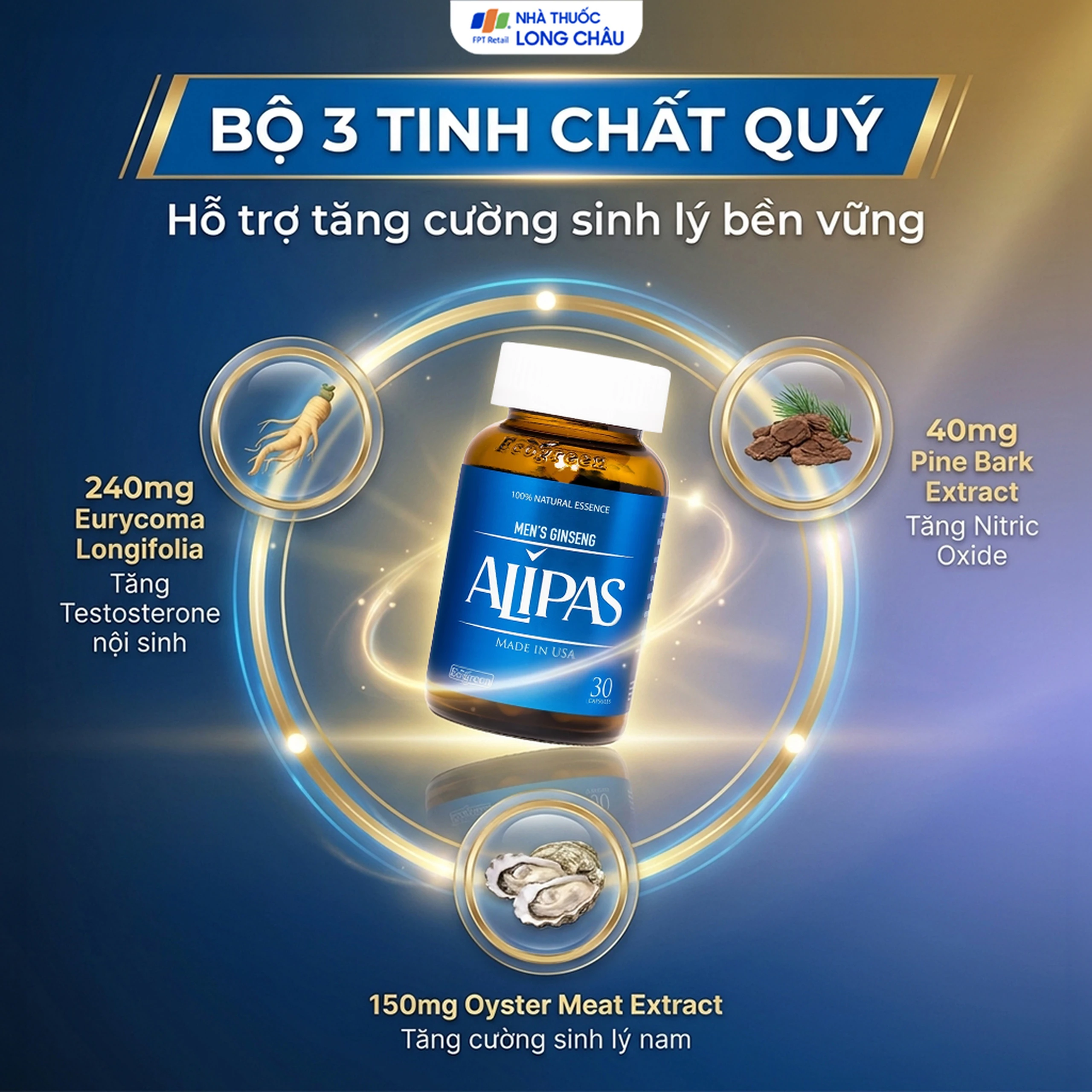 Viên uống tăng cường sinh lực phái mạnh Ecogreen Men’s Ginseng Alipas (30 viên) 4