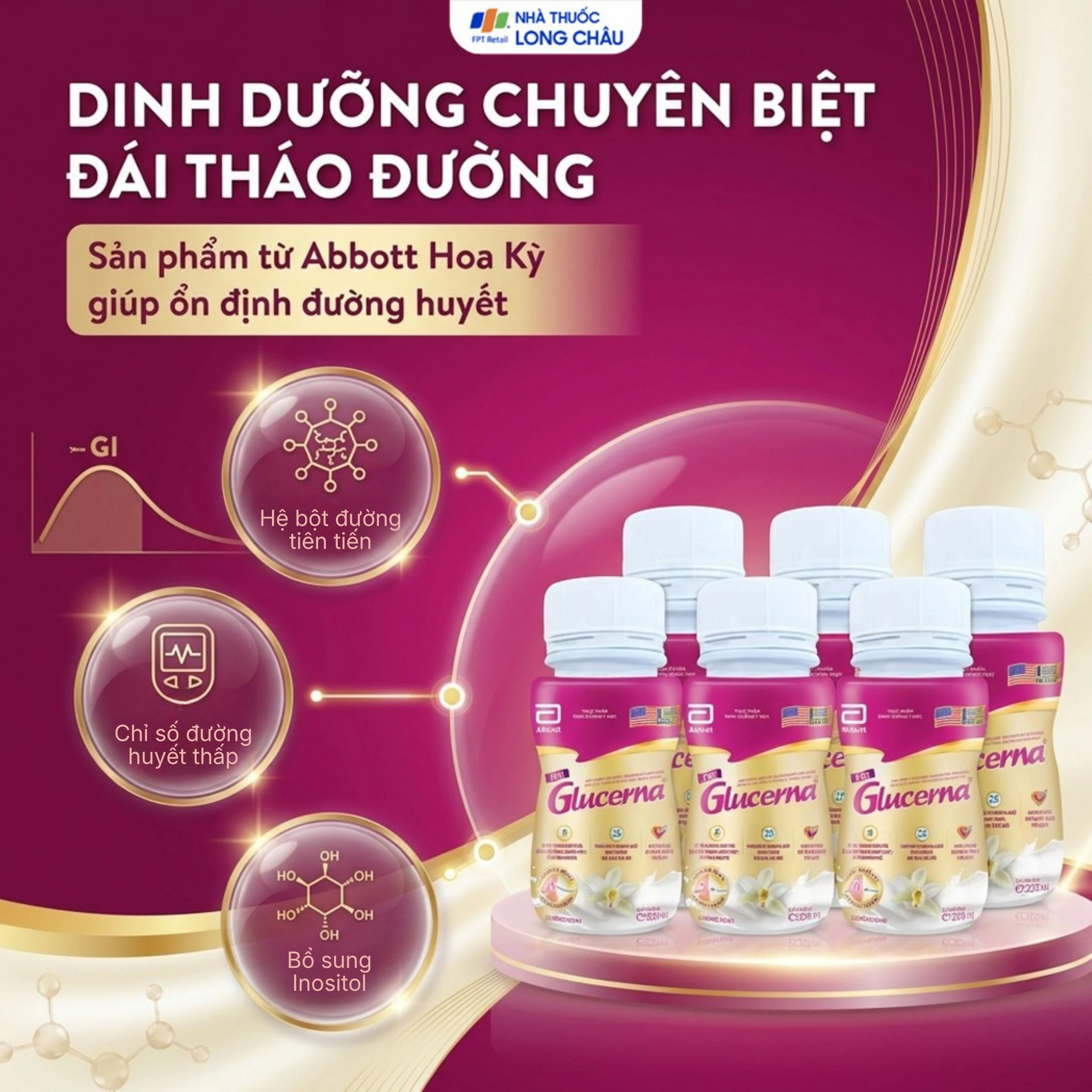 Sữa Glucerna Abbott hương vani bổ sung dinh dưỡng đặc biệt cho người đái tháo đường (1 lốc x 6 chai) 2