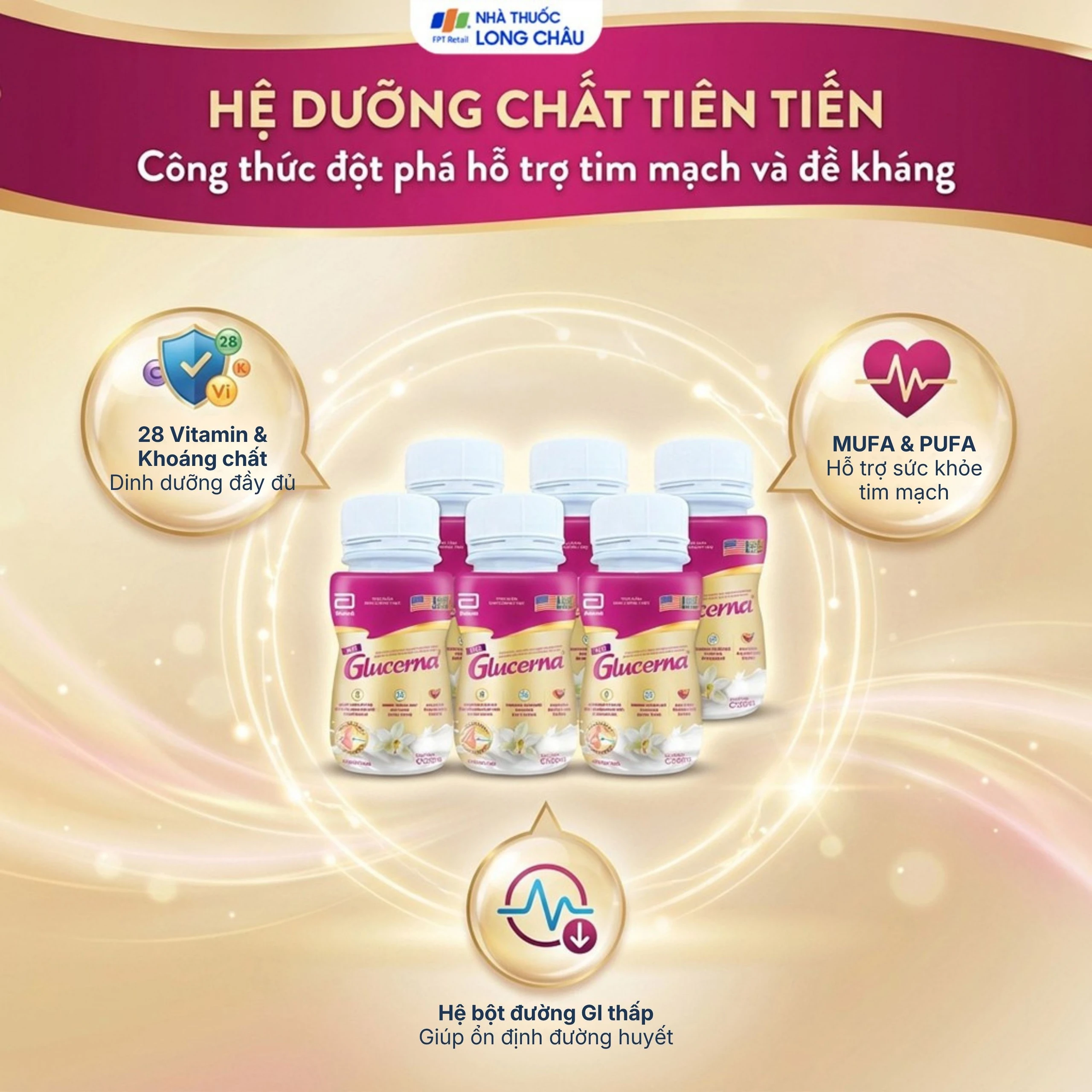 Sữa Glucerna Abbott hương vani bổ sung dinh dưỡng đặc biệt cho người đái tháo đường (1 lốc x 6 chai) 3