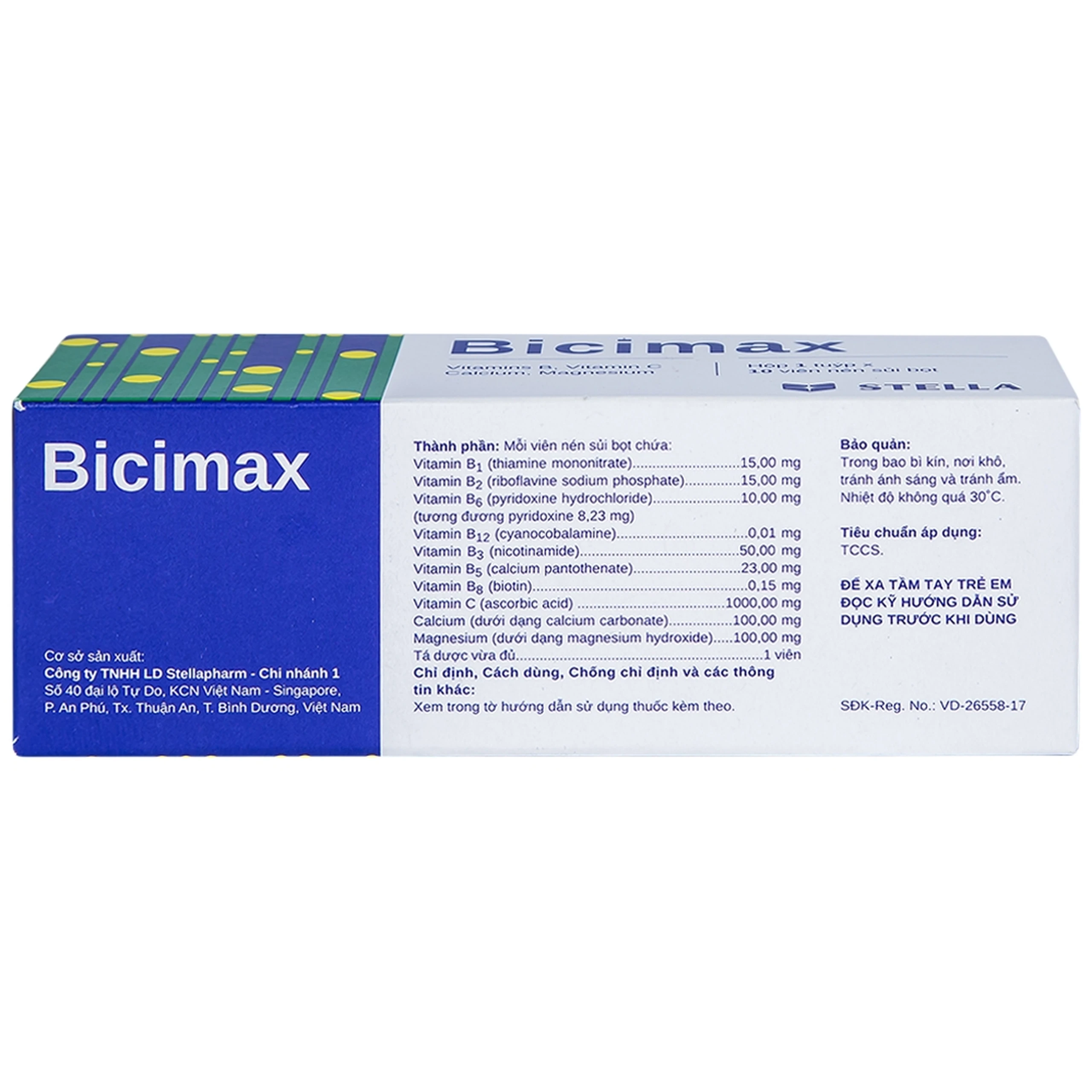 Viên sủi Bicimax Stella bổ sung vitamin, khoáng chất (10 viên)