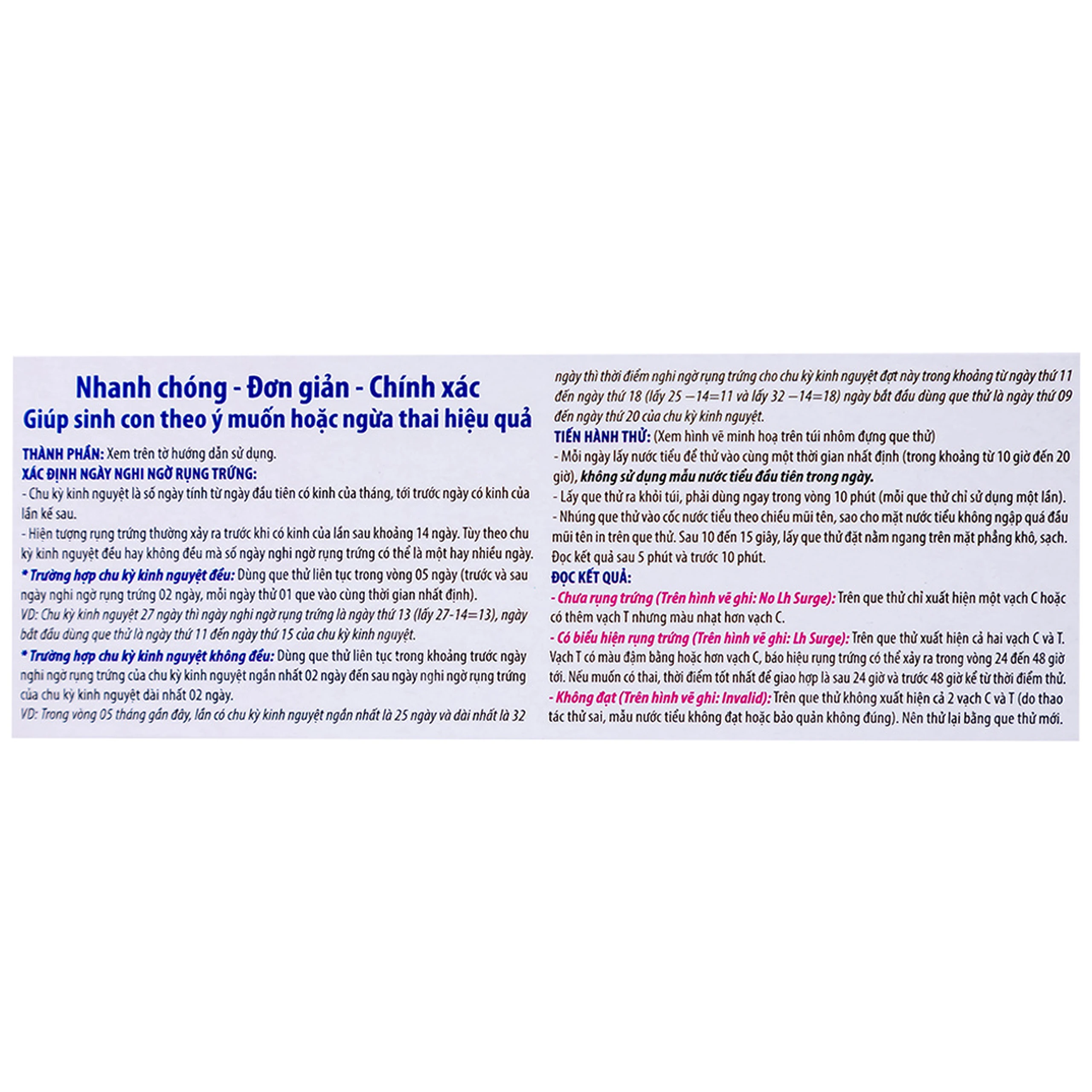 Que thử rụng trứng LH-Tana (12 cái) dùng xác định ngày rụng trứng nhanh chóng, đơn giản