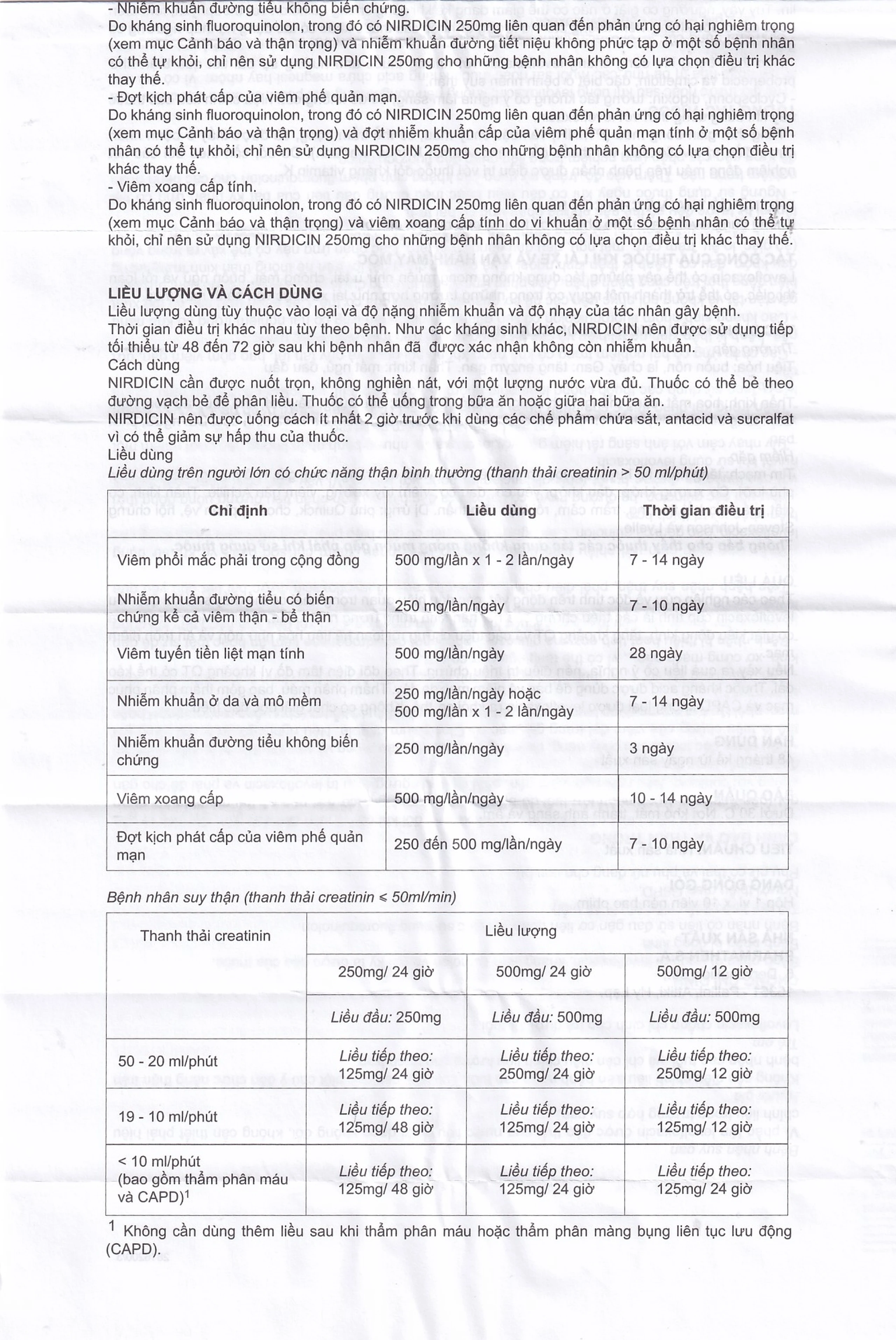 Thuốc Nirdicin 250mg Pharmathen điều trị viêm phổi, viêm thận - bể thận, viêm tuyến tiền liệt (10 viên)