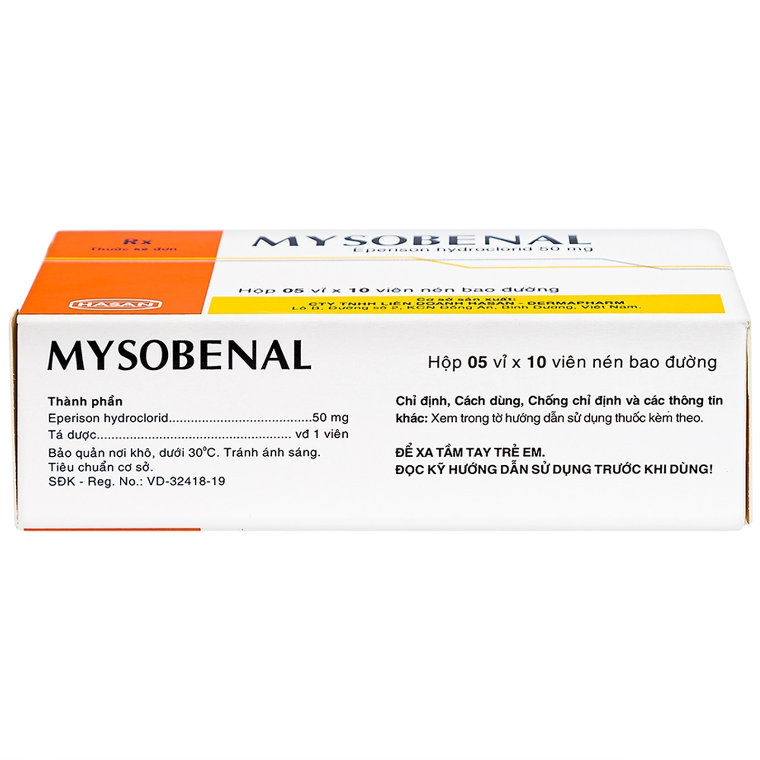 Viên nén Mysobenal 50mg Hasan cải thiện triệu chứng tăng trương lực cơ (5 vỉ x 10 viên)