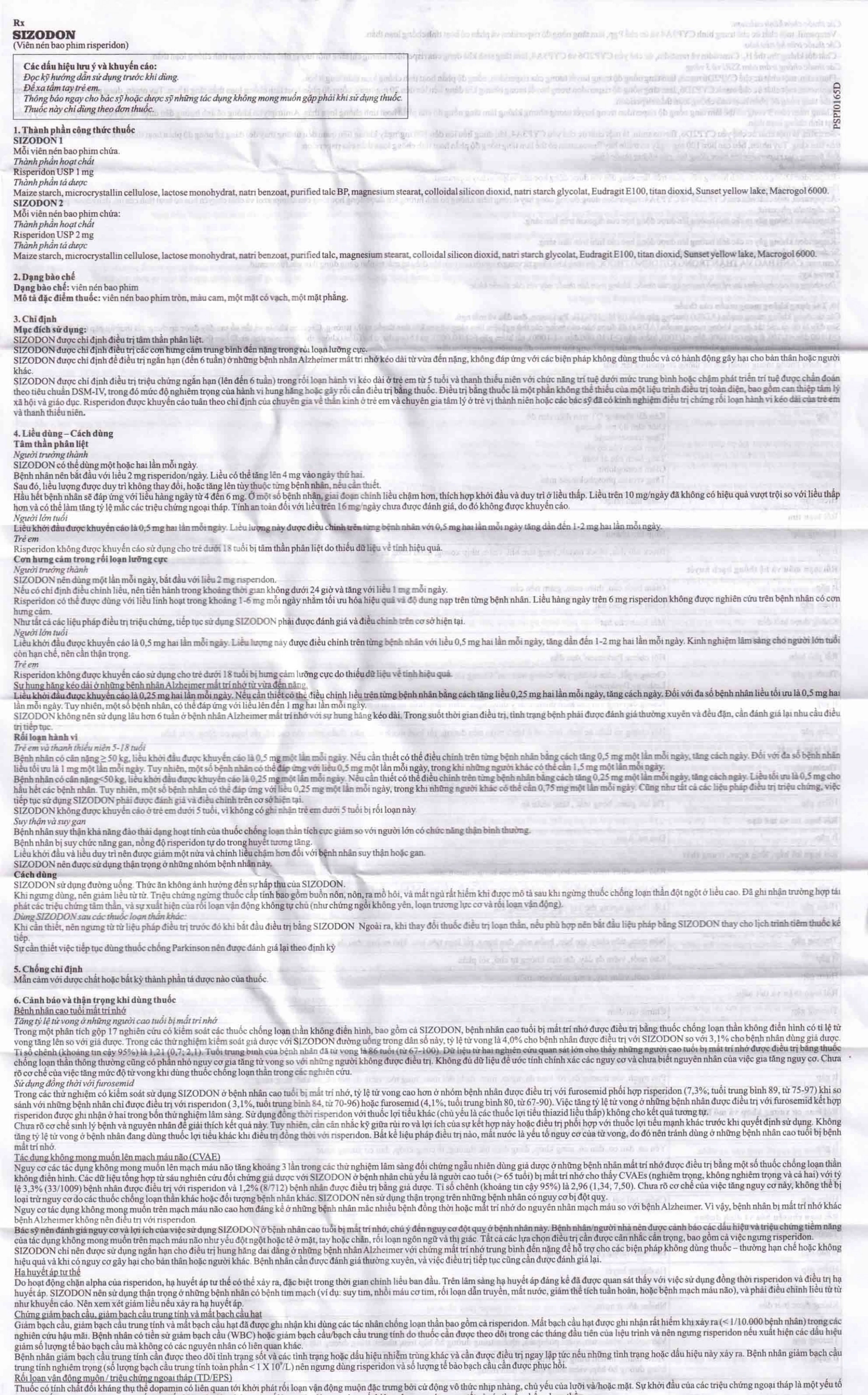 Thuốc Sizodon 1 Sunplay điều trị bệnh tâm thần phân liệt (5 vỉ x 10 viên)