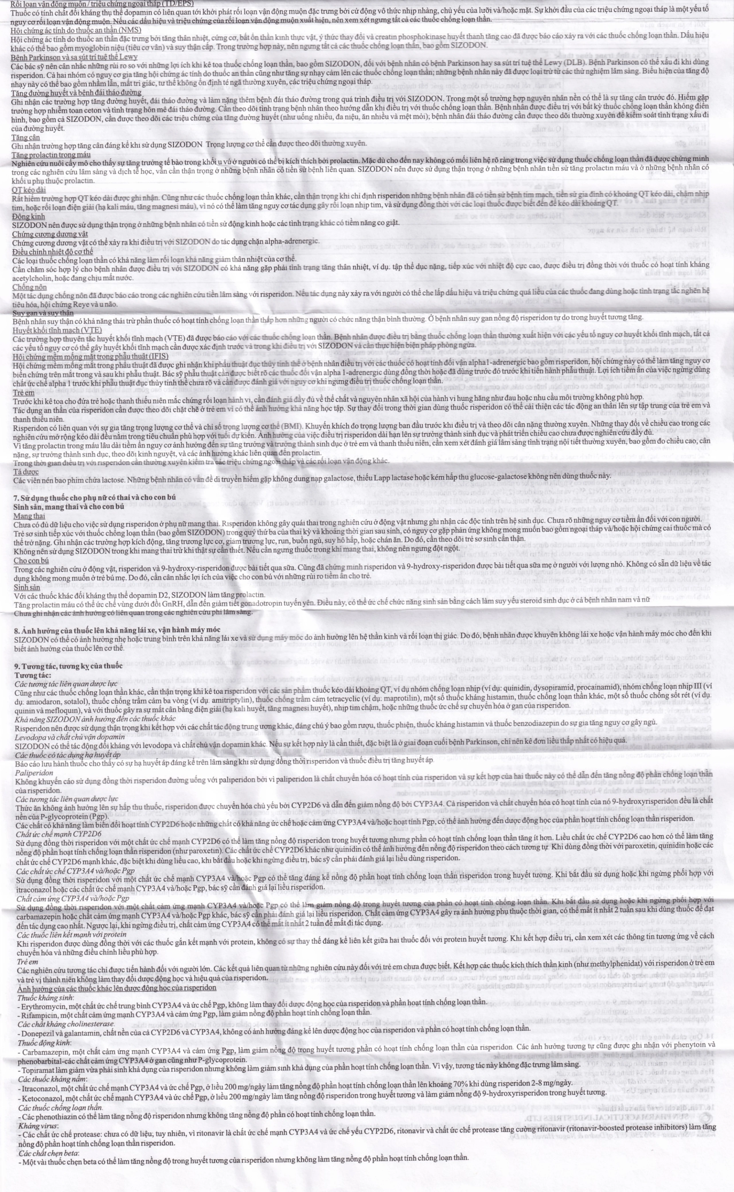 Thuốc Sizodon 1 Sunplay điều trị bệnh tâm thần phân liệt (5 vỉ x 10 viên)