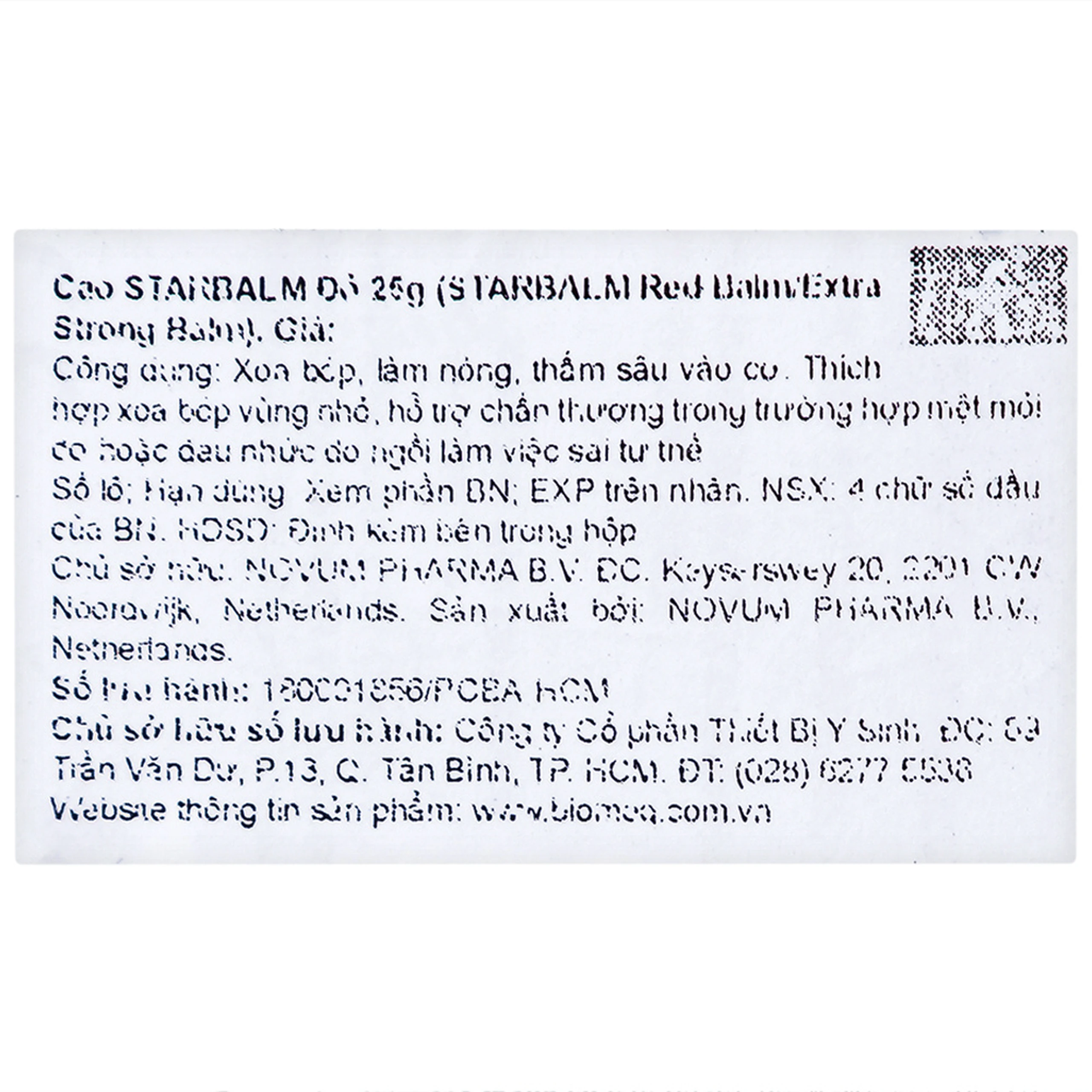 Cao xoa giảm đau Starbalm đỏ 25g hỗ trợ làm nóng, giảm mỏi cơ, chấn thương