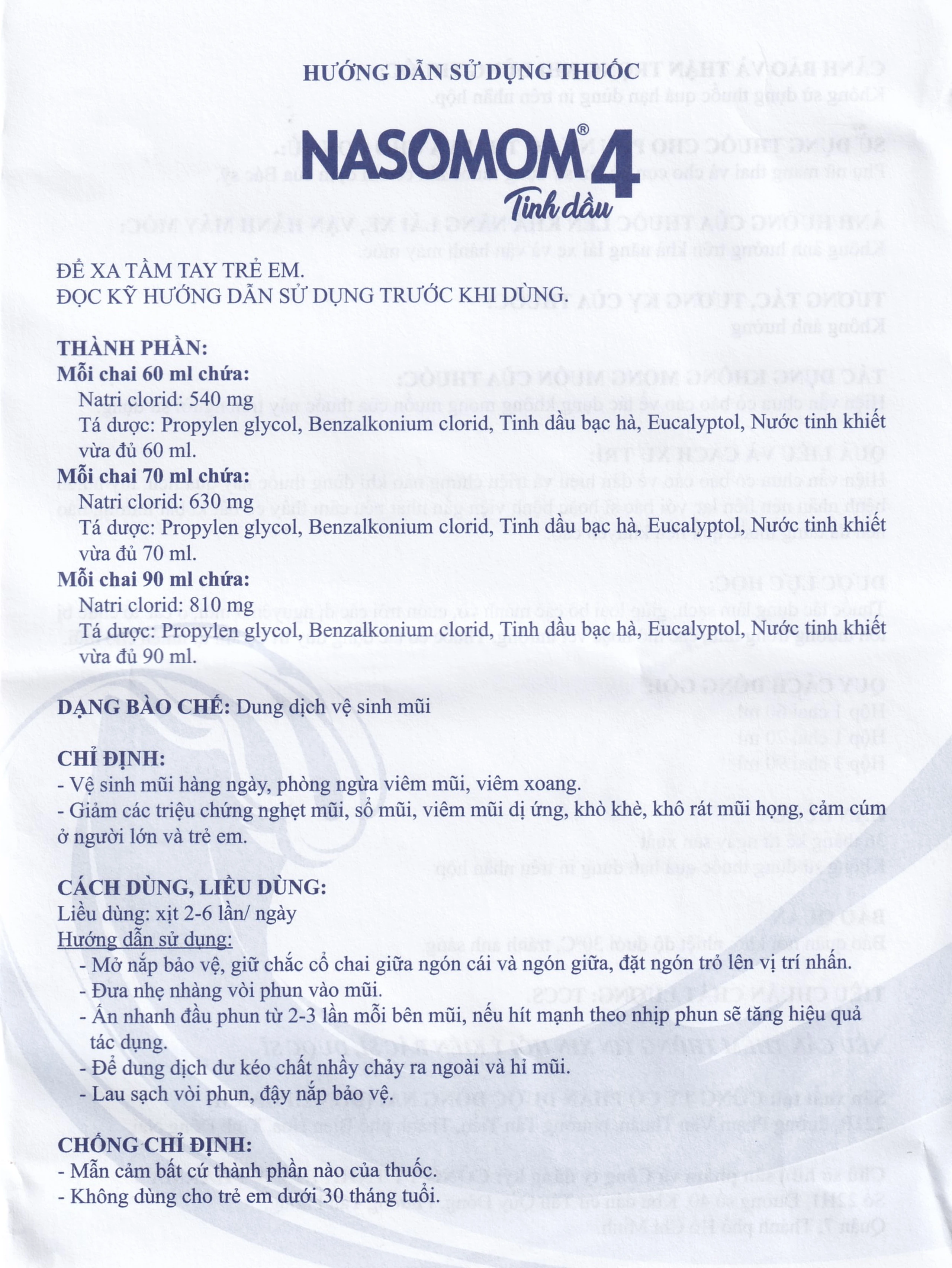 Tinh dầu Nasomom 4 Reliv hỗ trợ điều trị nghẹt mũi, sổ mũi, khò khè, cảm cúm (70ml)