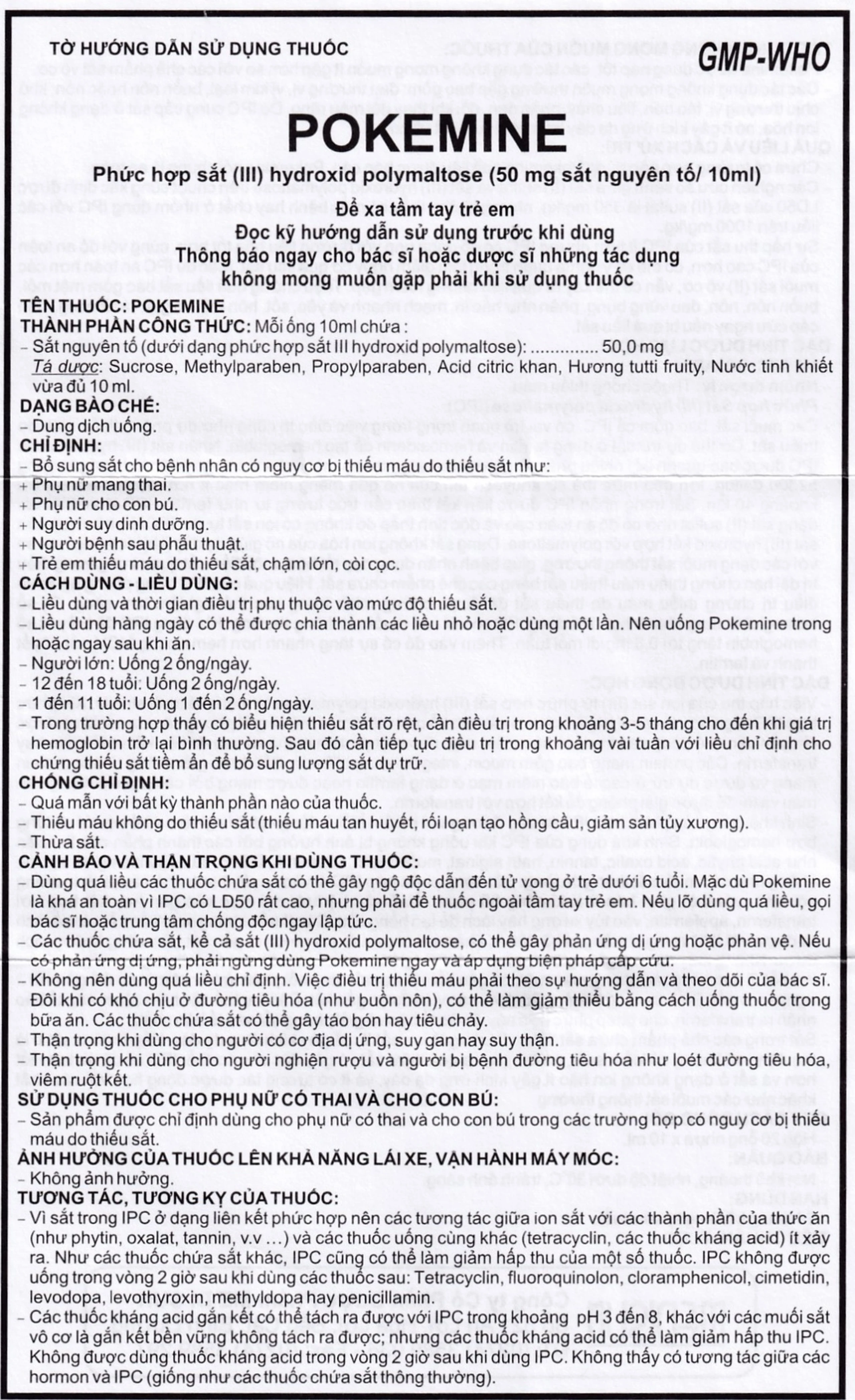 Dung dịch uống Pokemine 50mg Medisun bổ sung sắt cho bệnh nhân thiếu máu (20 ống x 10ml)