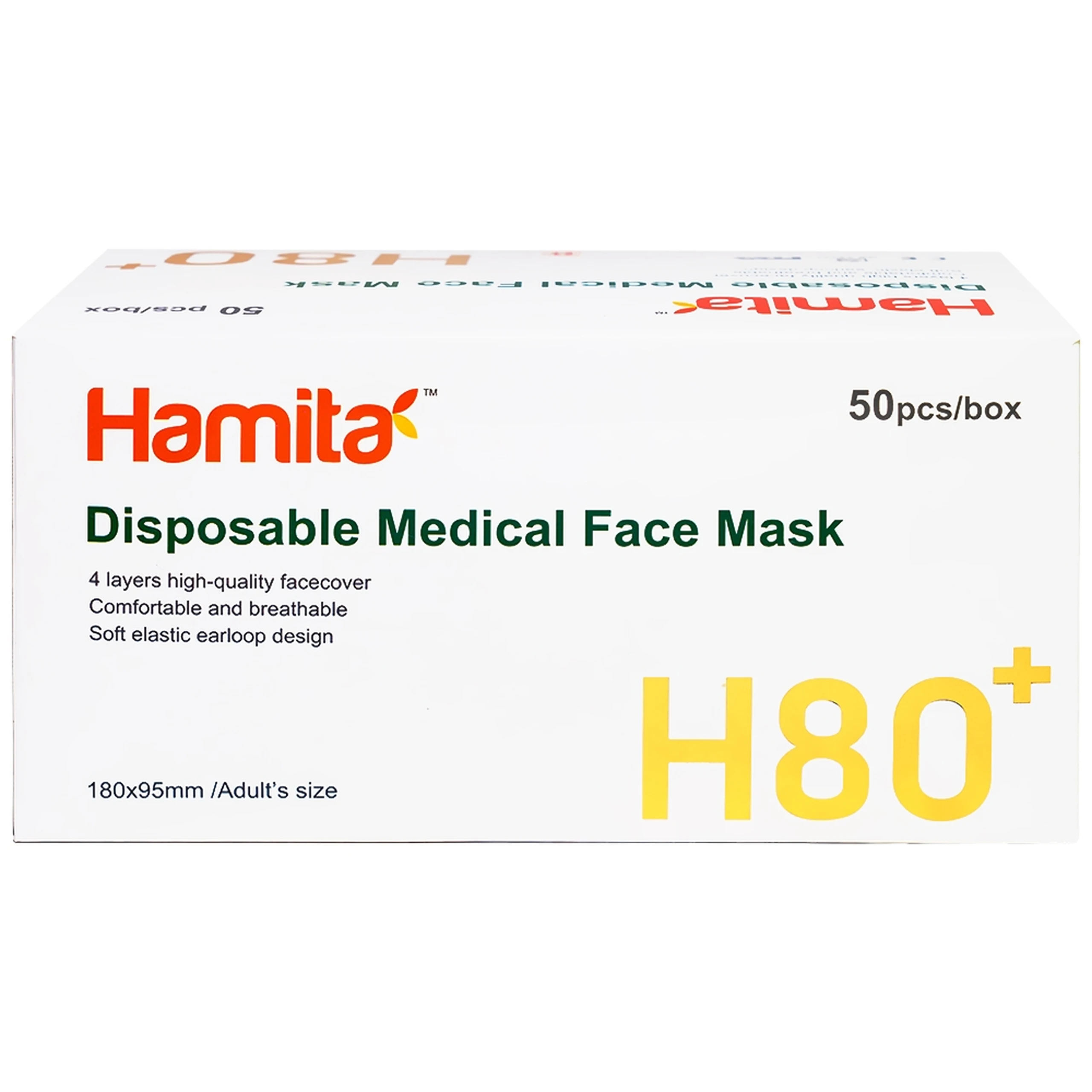 Khẩu trang 4 lớp than hoạt tính Hamita H80+ màu xám (50 cái) ngăn khói bụi, vi khuẩn và giọt bắn