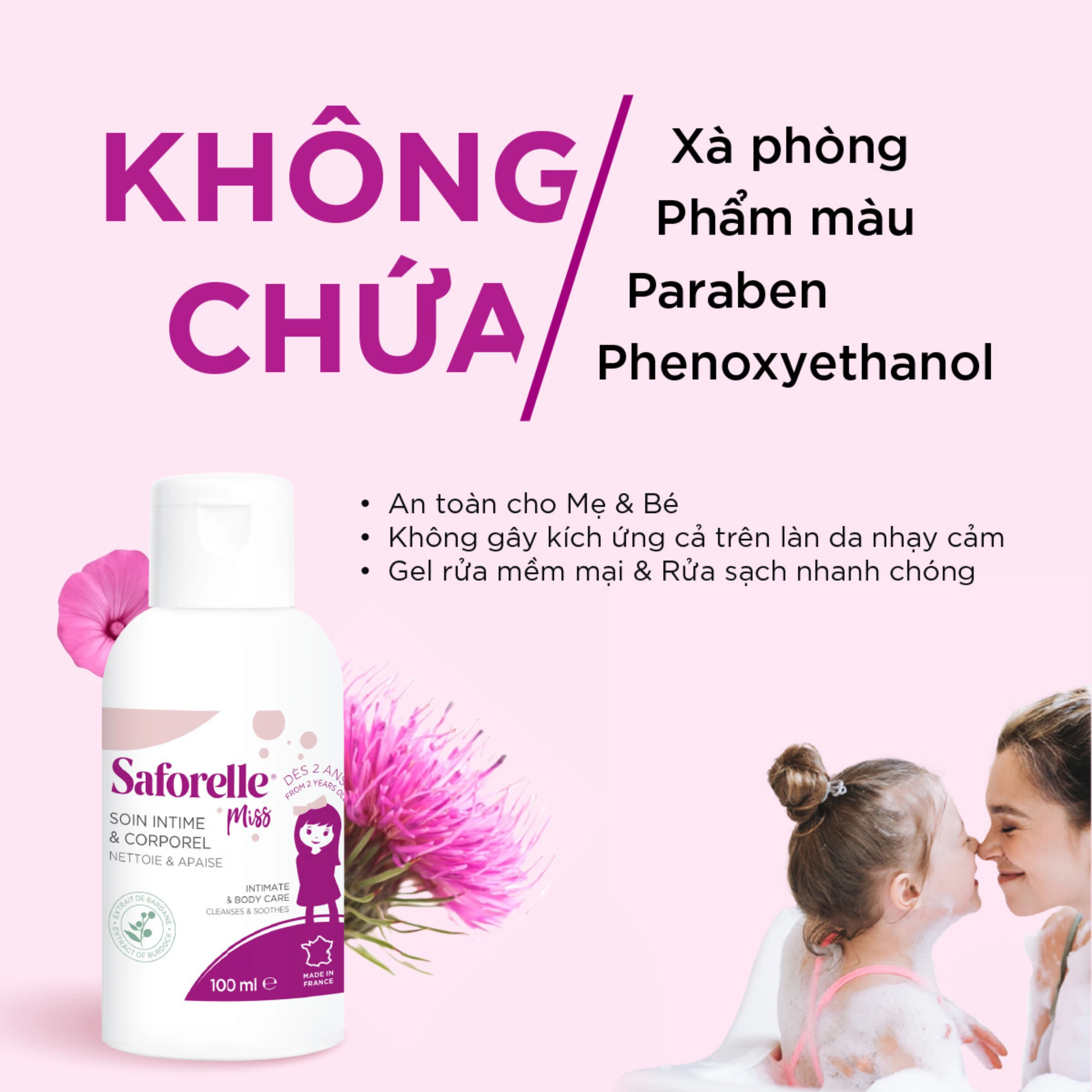 Dung dịch vệ sinh cho bé Saforelle Miss dịu nhẹ, bảo vệ vùng kín (100ml) 5