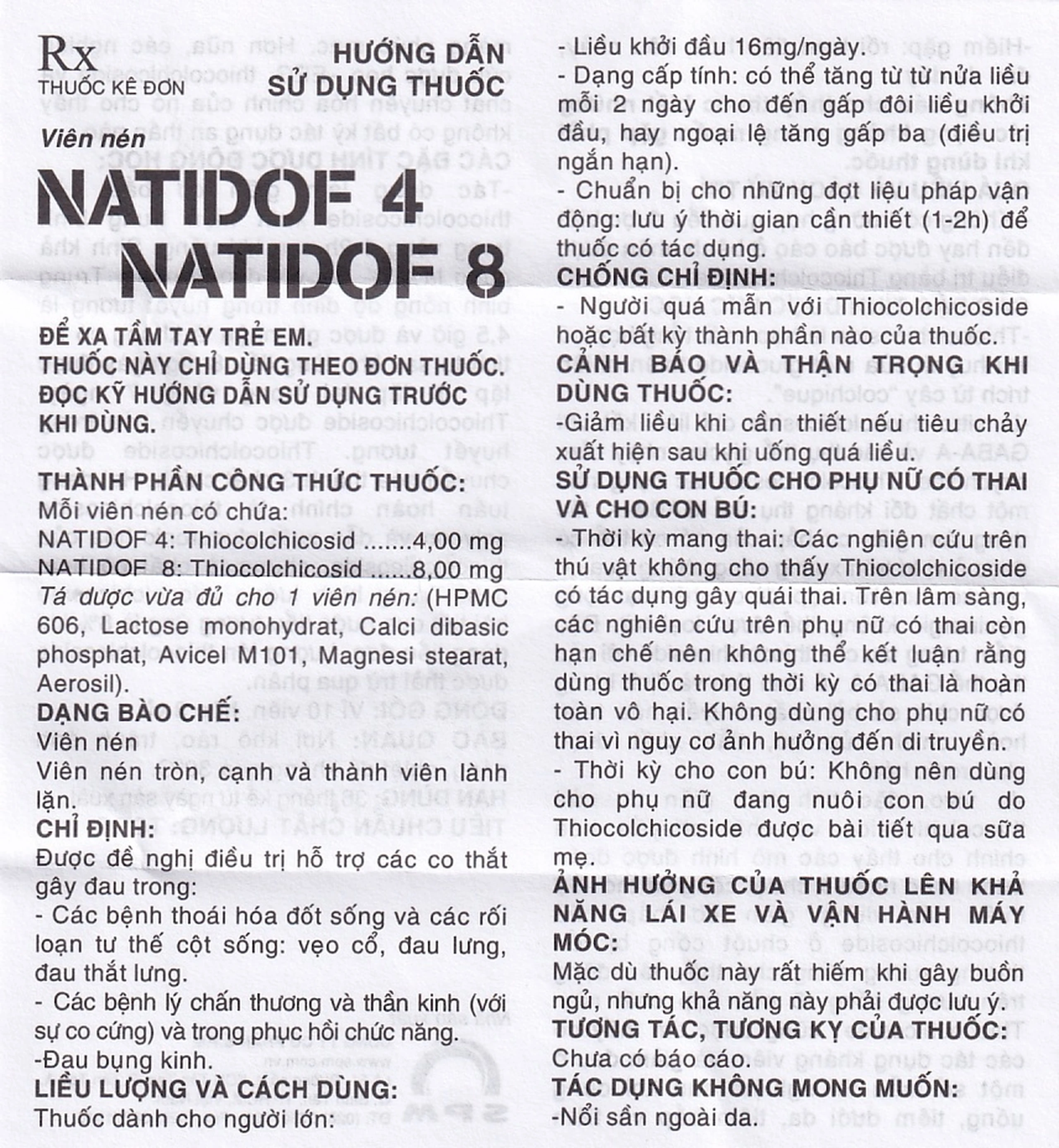 Viên nén Natidof 8 SPM điều trị thoái hóa đốt sống, vẹo cổ, đau lưng (3 vỉ x 10 viên)