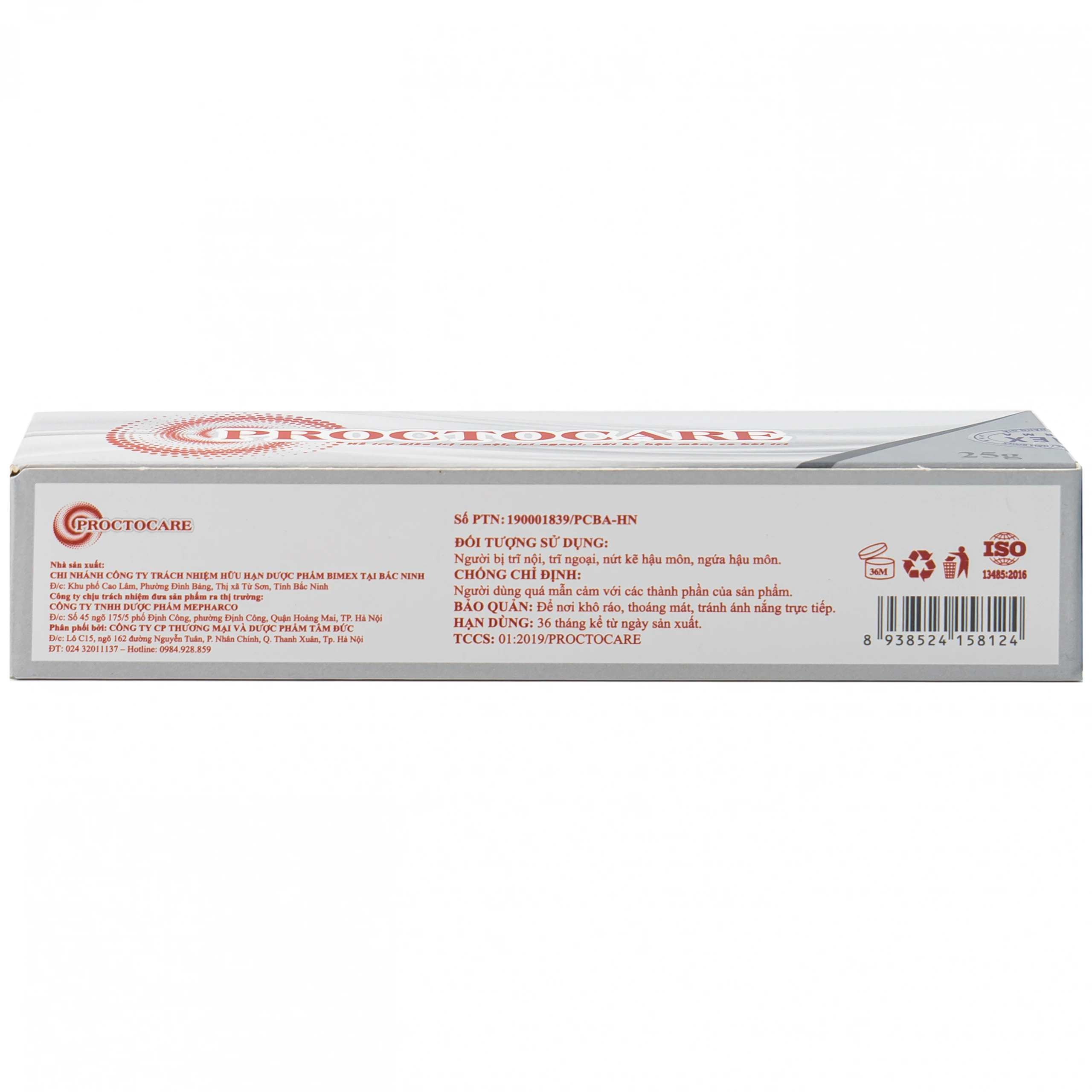 Kem bôi trĩ Proctocare Bimex 25g hỗ trợ điều trị trĩ, nứt hậu môn, co búi trĩ