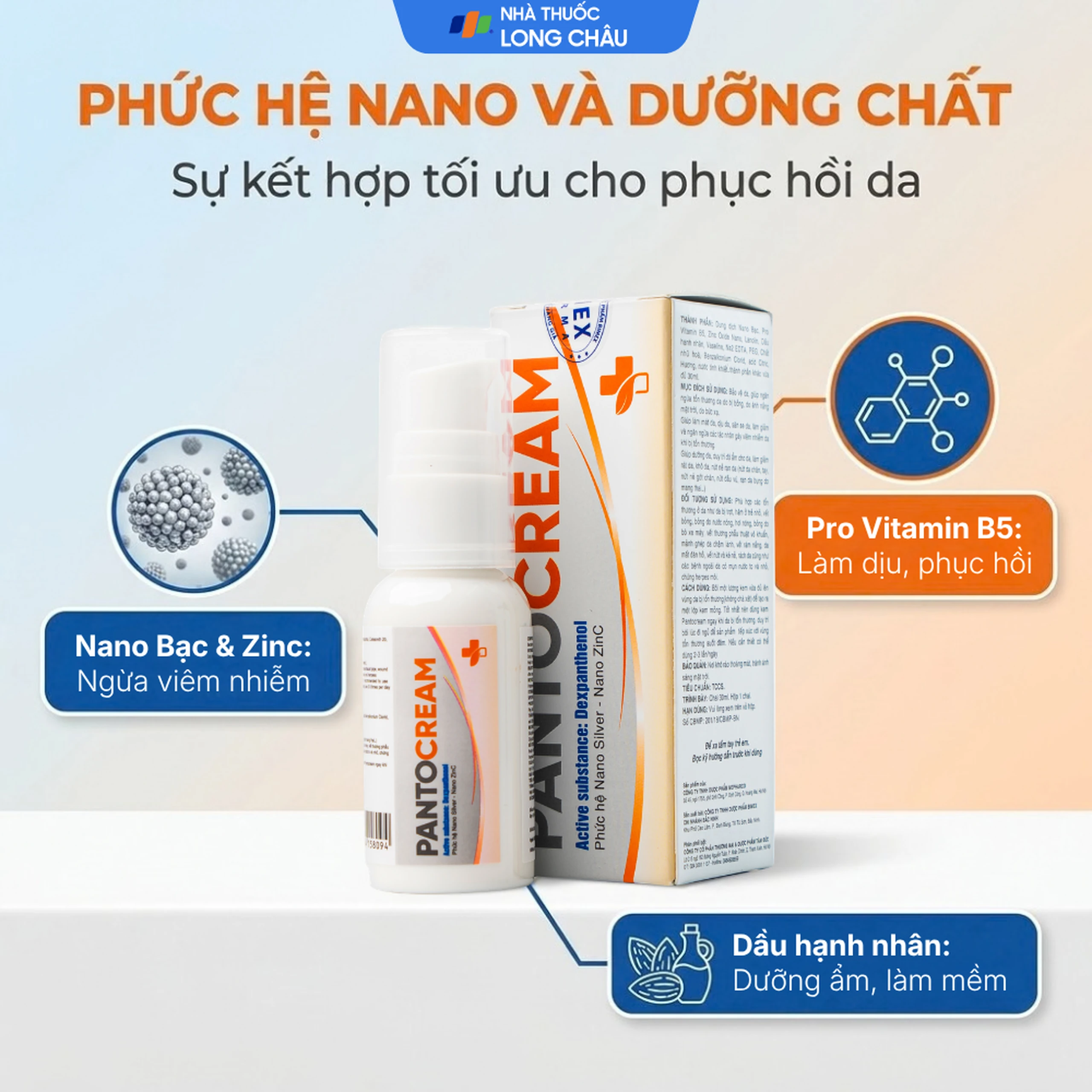Kem bôi vết thương, bỏng Pantocream 30g Nano Silver - Zinc 3