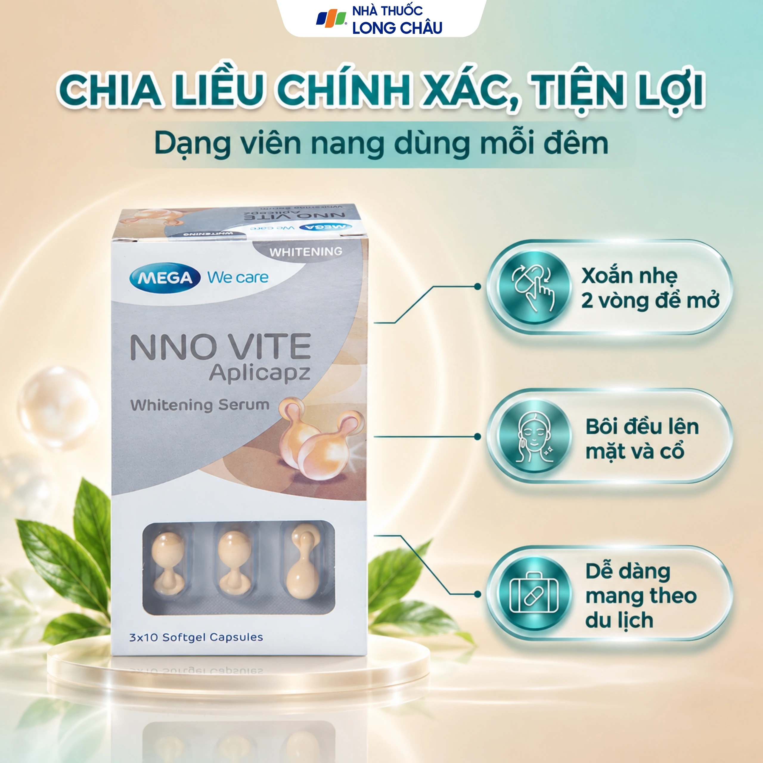 Tinh chất dưỡng da, ngừa lão hóa NNO Vite Aplicapz Whitening Serum Mega 3x10 5