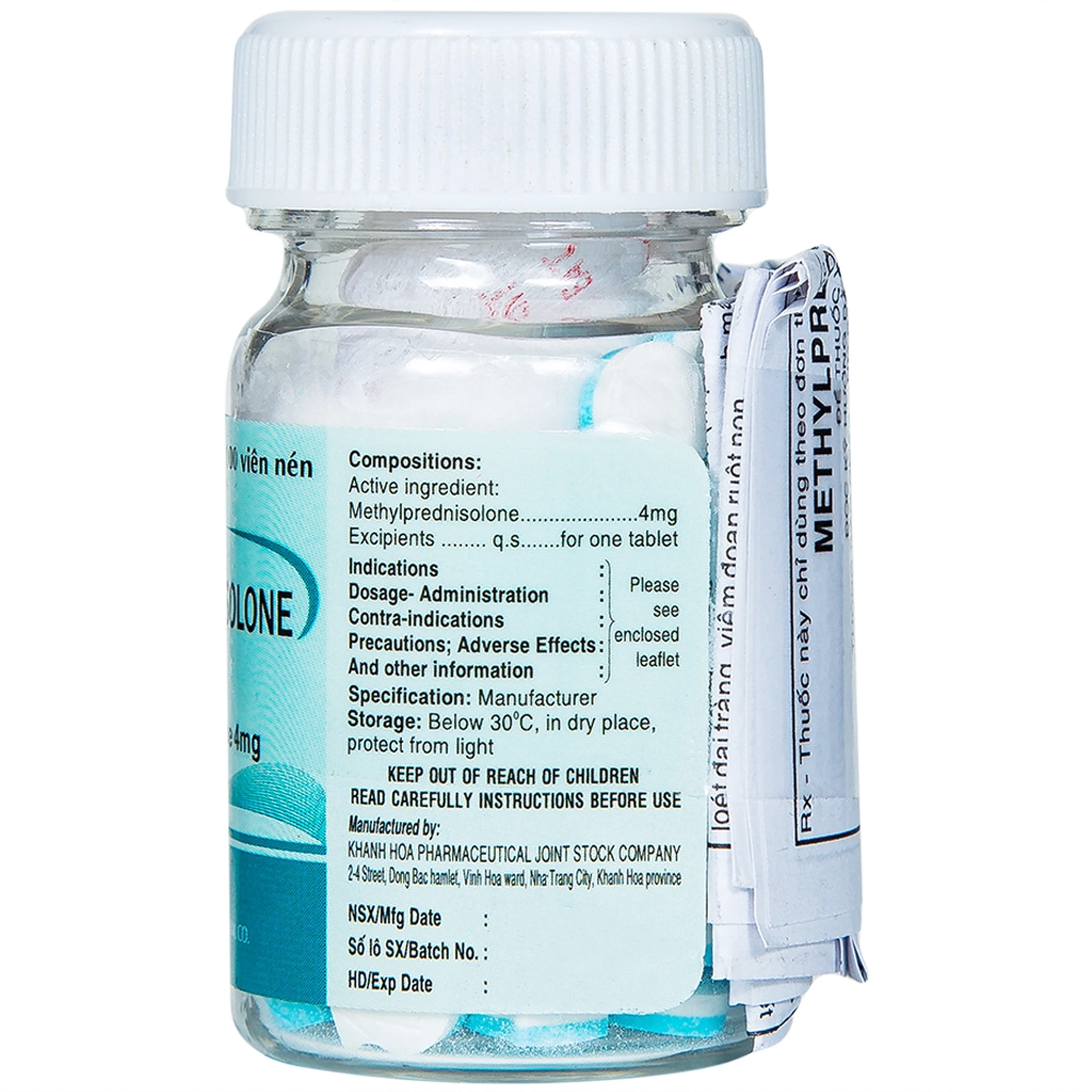 Thuốc Methylprednisolone Blue 4mg Khapharco kháng viêm, điều trị rối loạn nội tiết (100 viên)