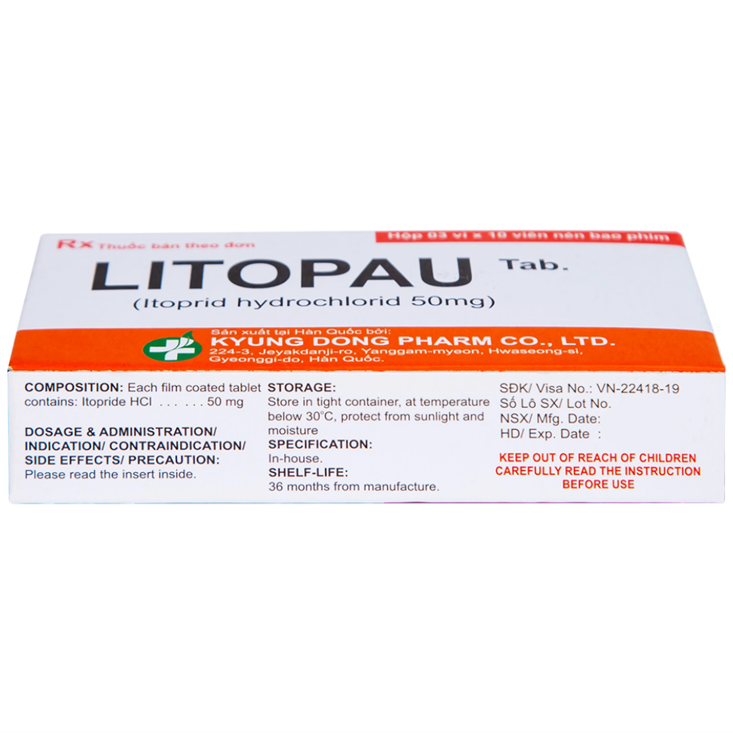 Thuốc Litopau Tab điều trị các triệu chứng viêm dạ dày mãn tính (3 vỉ x 10 viên)