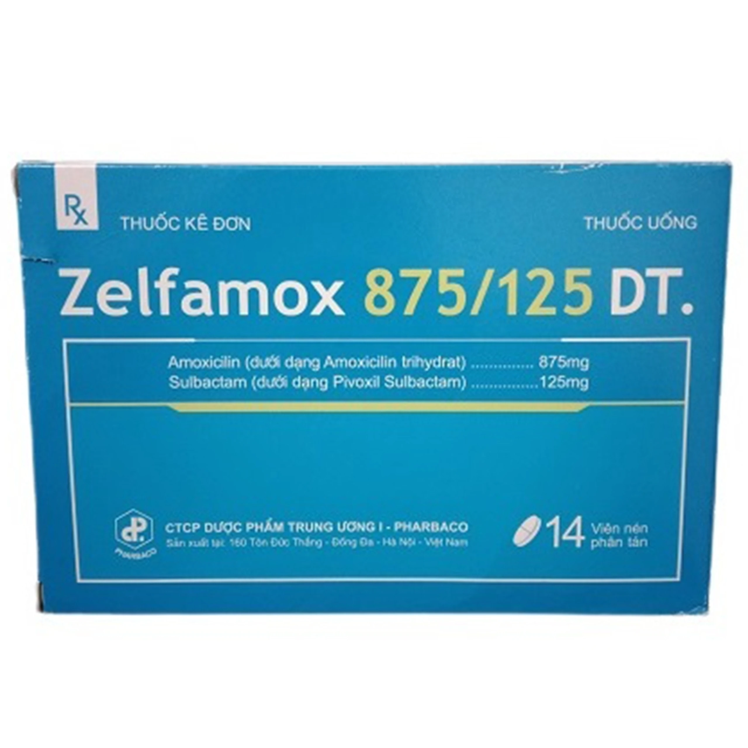 Thuốc Zelfamox 875/125mg DT. Pharbaco điều trị nhiễm khuẩn (2 vỉ x 7 viên) 1