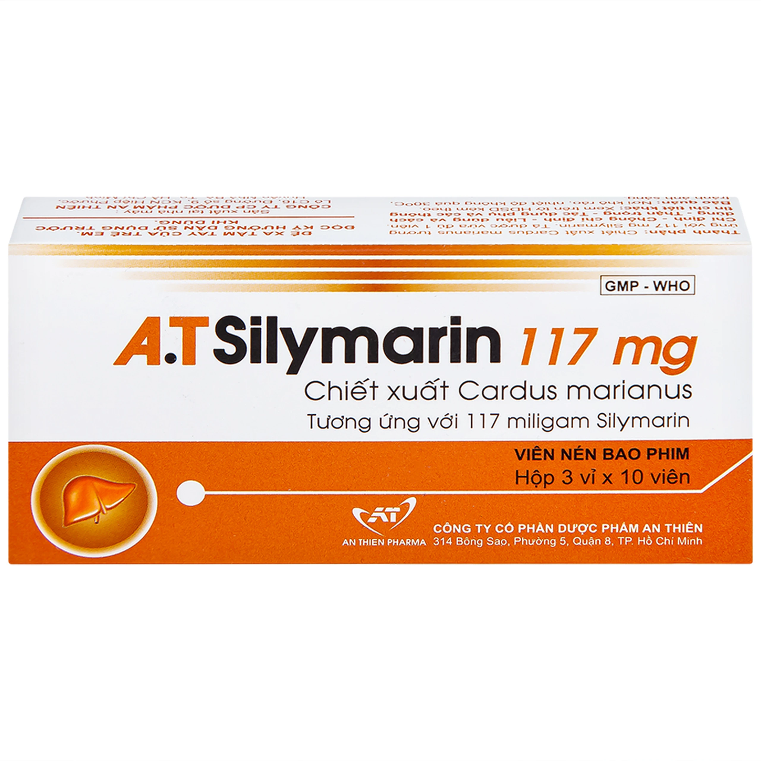 Thuốc A.T Silymarin 117mg An Thiên hỗ trợ điều trị bệnh viêm gan mạn tính, xơ gan (3 vỉ x 10 viên)