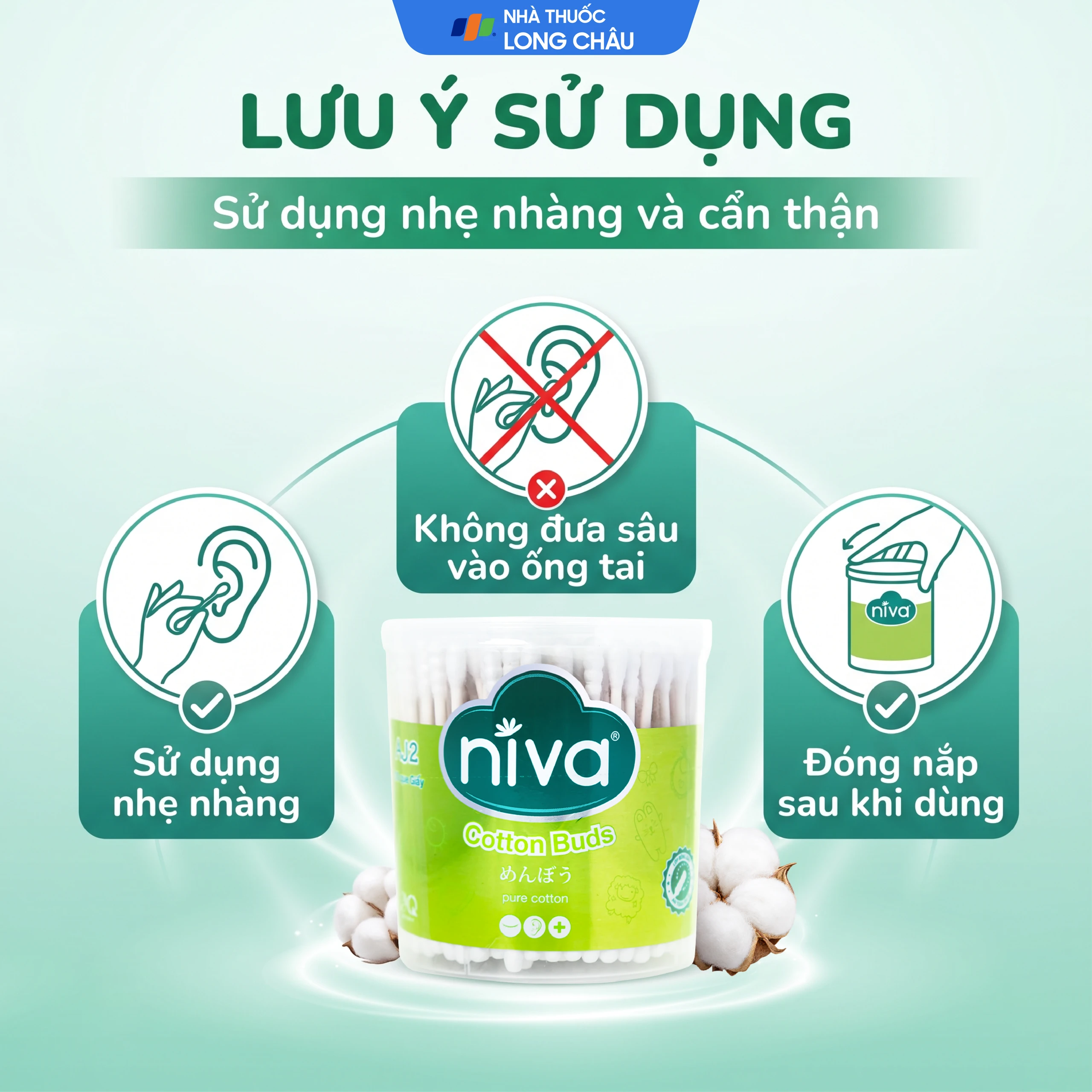 Tăm bông Niva Cotton Buds AJ2 thân giấy 1 đầu tròn 1 đầu xoắn vệ sinh tai, mũi, vết thương (200 que) 5