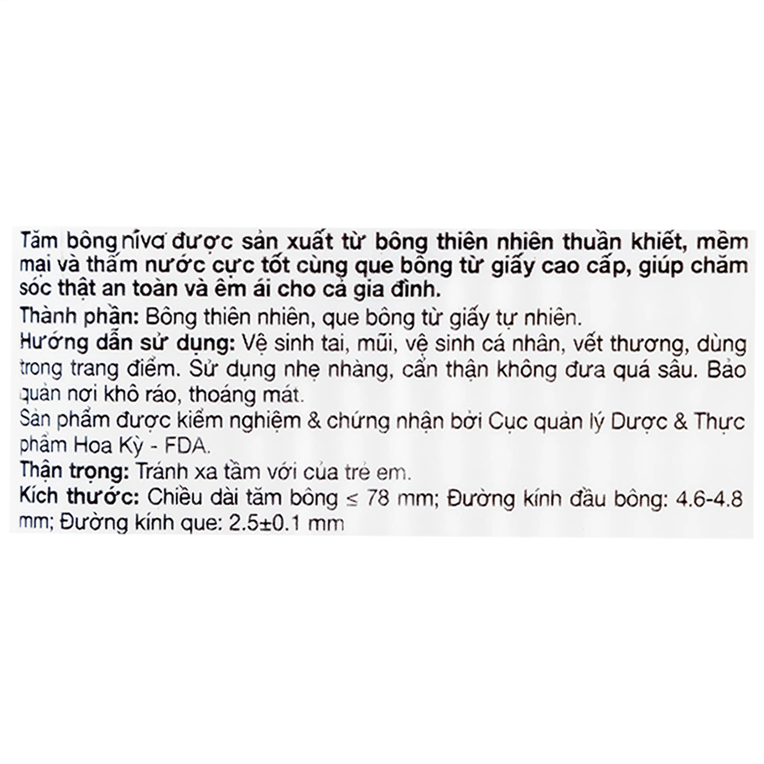 Tăm bông Niva AZP2 Paper Cotton Buds túi zip 1 đầu tròn 1 đầu xoắn vệ sinh tai, mũi, vết thương (100 que)