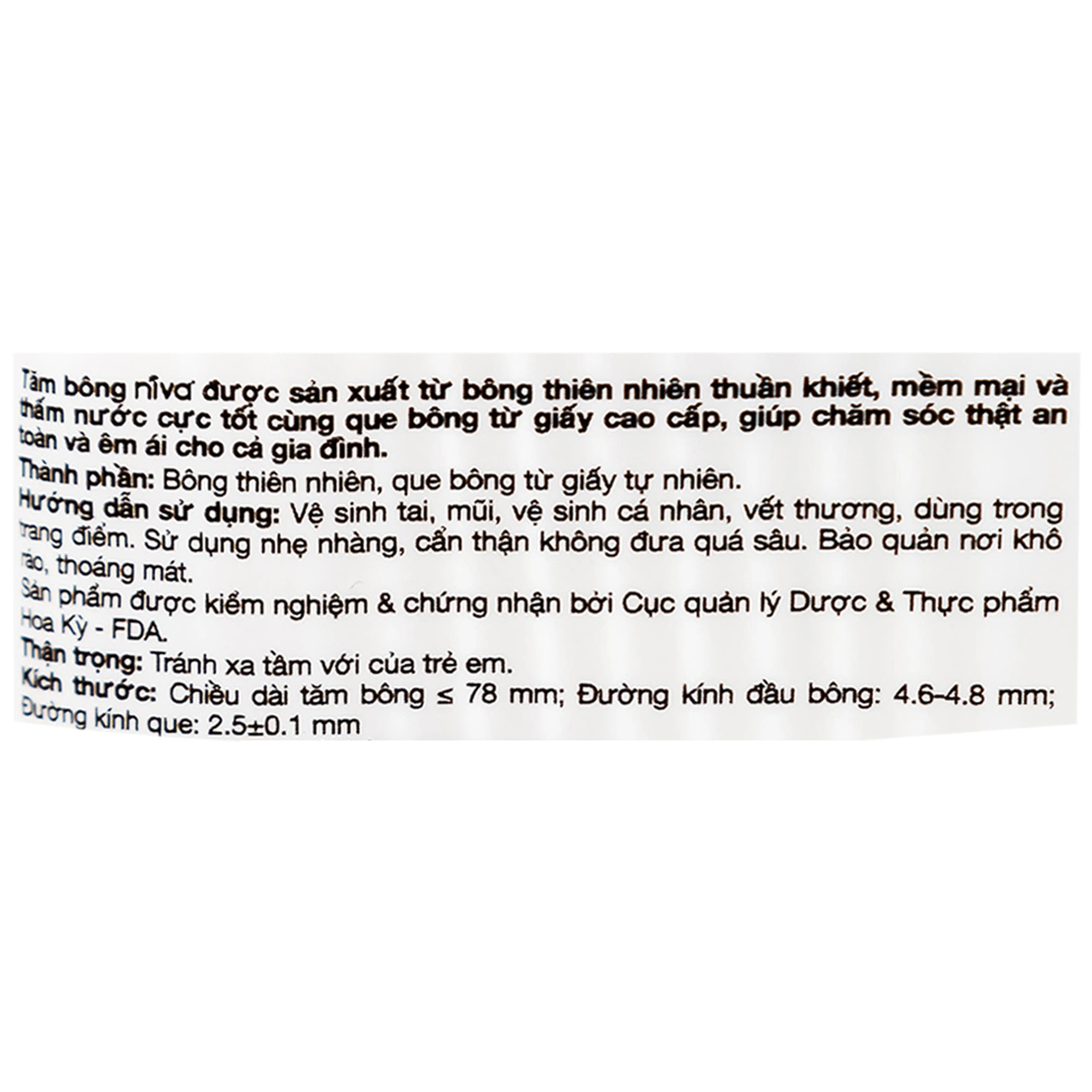 Tăm bông Niva AZP3 Paper Cotton Buds túi Zip 1 đầu tròn 1 đầu xoắn vệ sinh tai, mũi, vết thương (200 que)