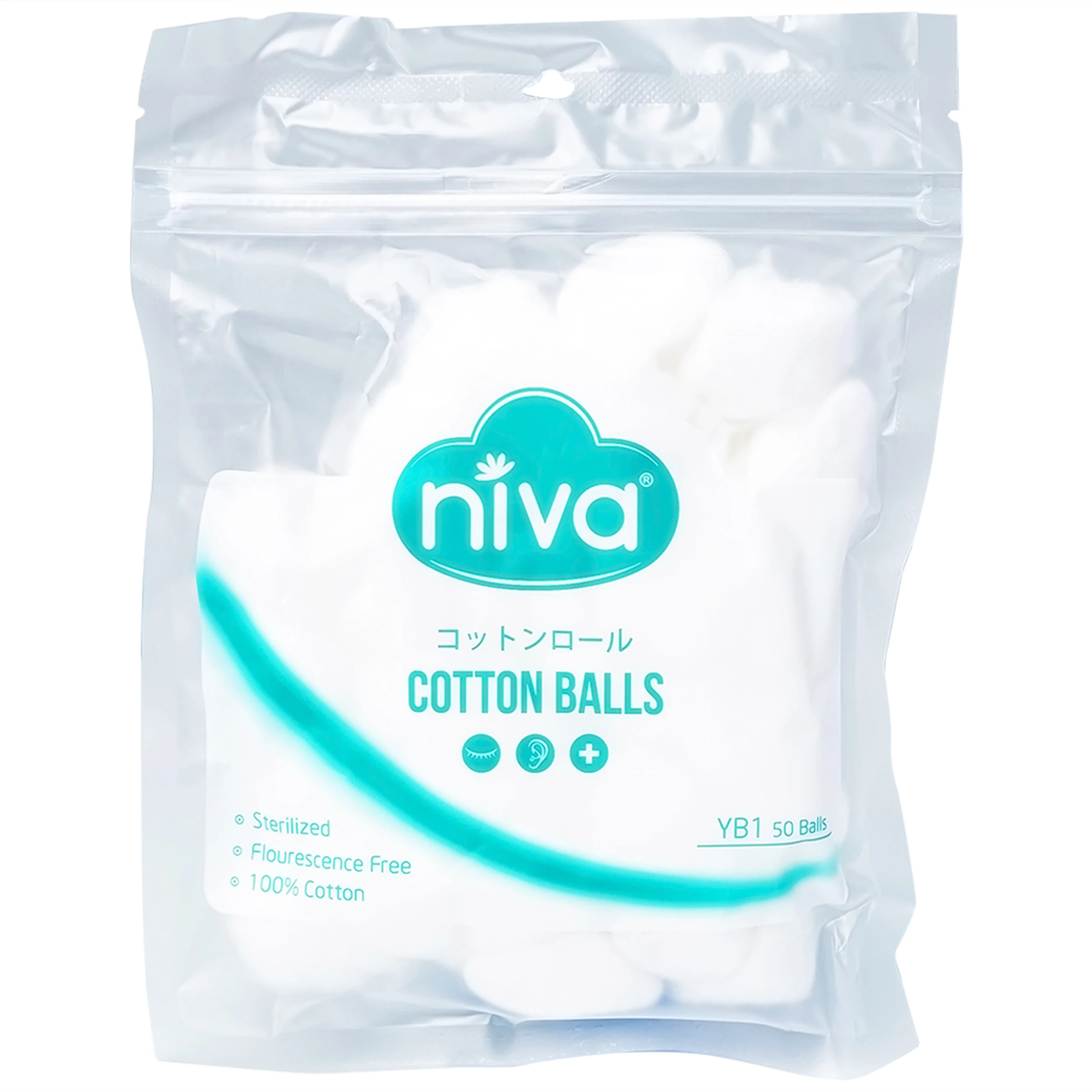 Bông viên Niva Cotton Balls YB1 (50 viên) làm sạch vết thương, thấm máu và dịch tiết