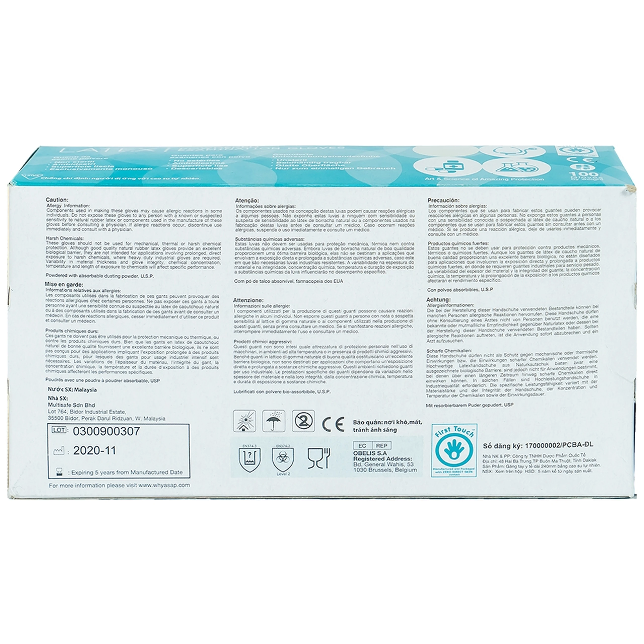 Găng tay y tế có bột Latex size S (100 cái) Powdered Examnation