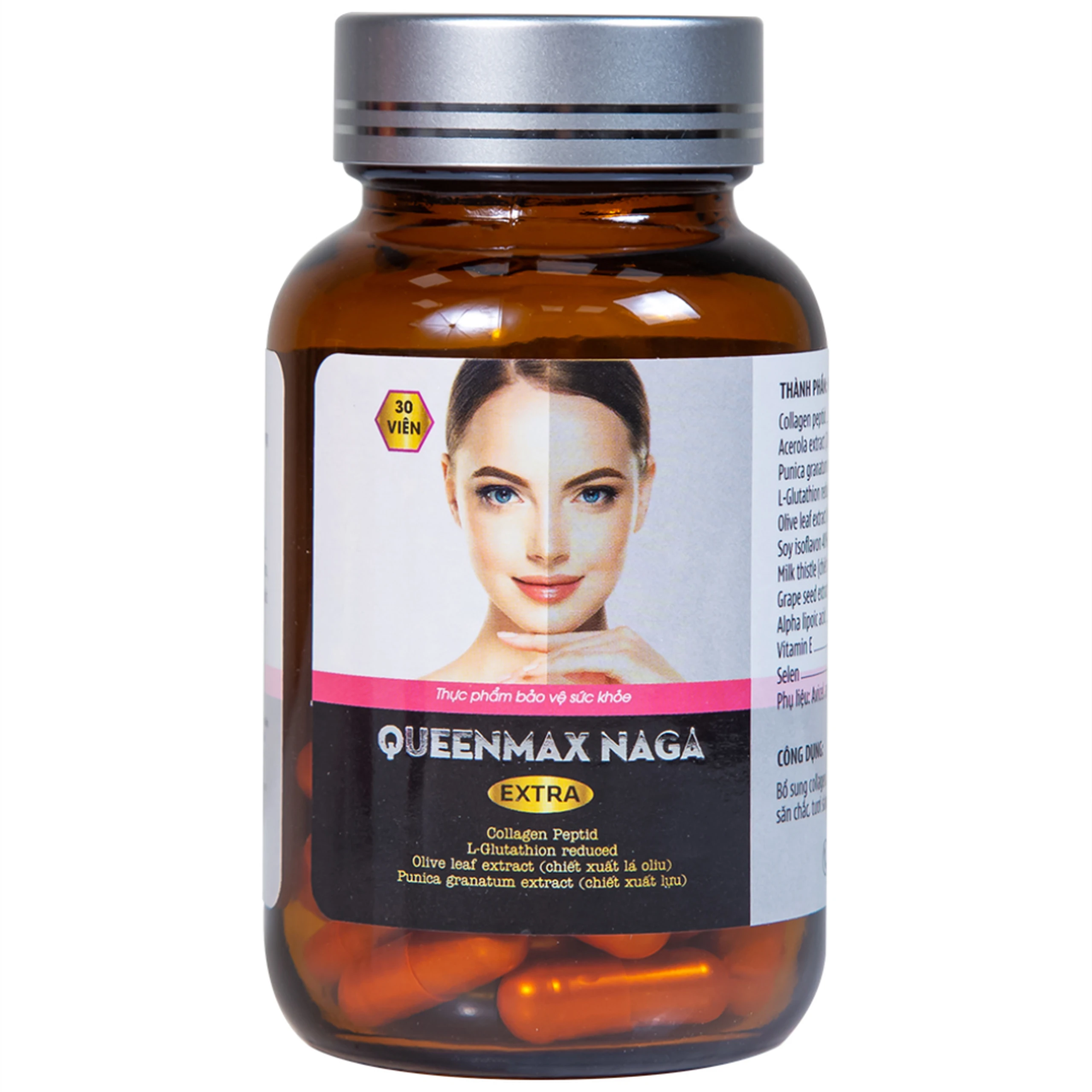 Viên uống bổ sung collagen giúp da săn chắc, tươi sáng Queenmax Naga Extra Vesta (30 viên)