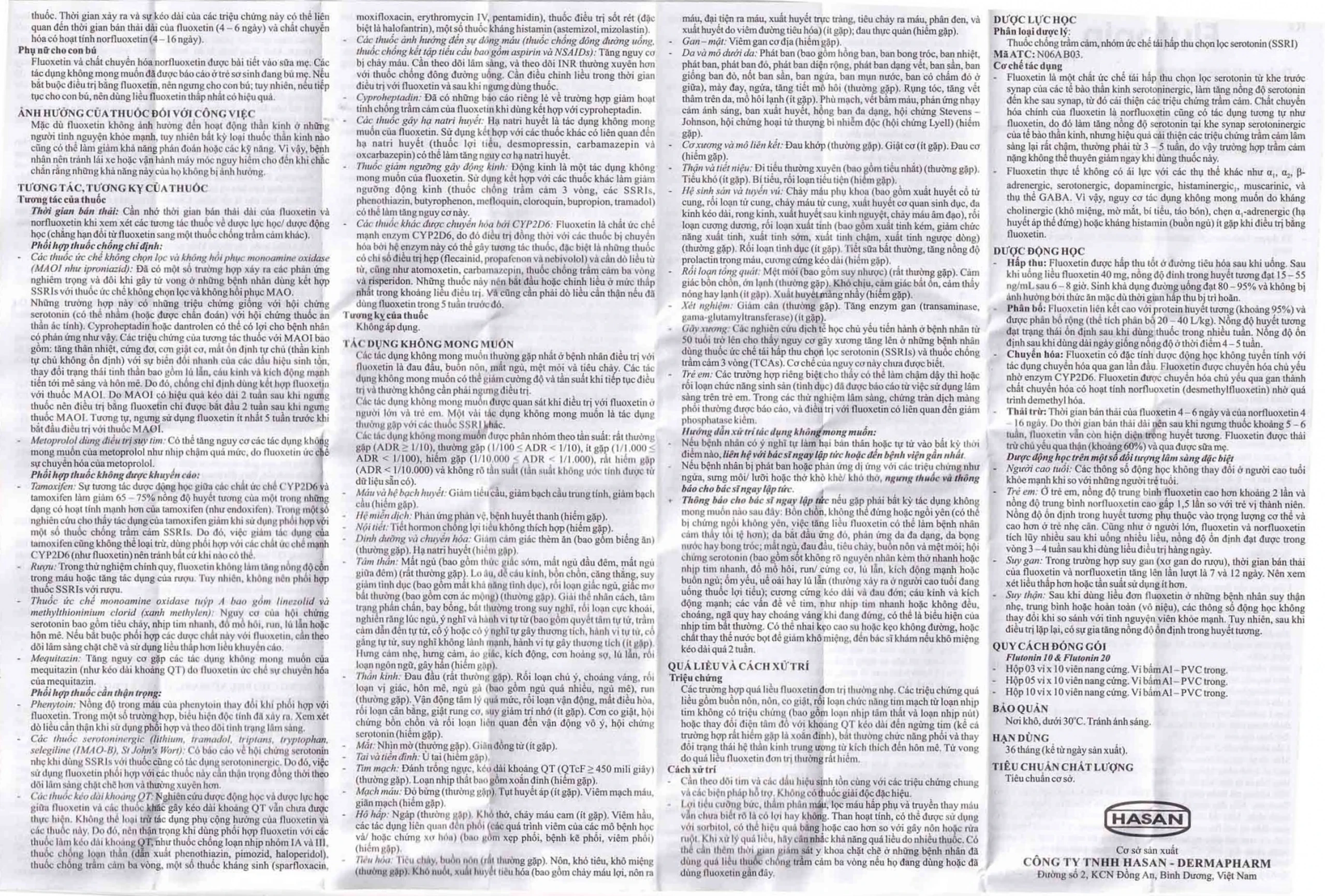 Thuốc Flutonin 20 Hasan điều trị bệnh trầm cảm (5 vỉ x 10 viên)