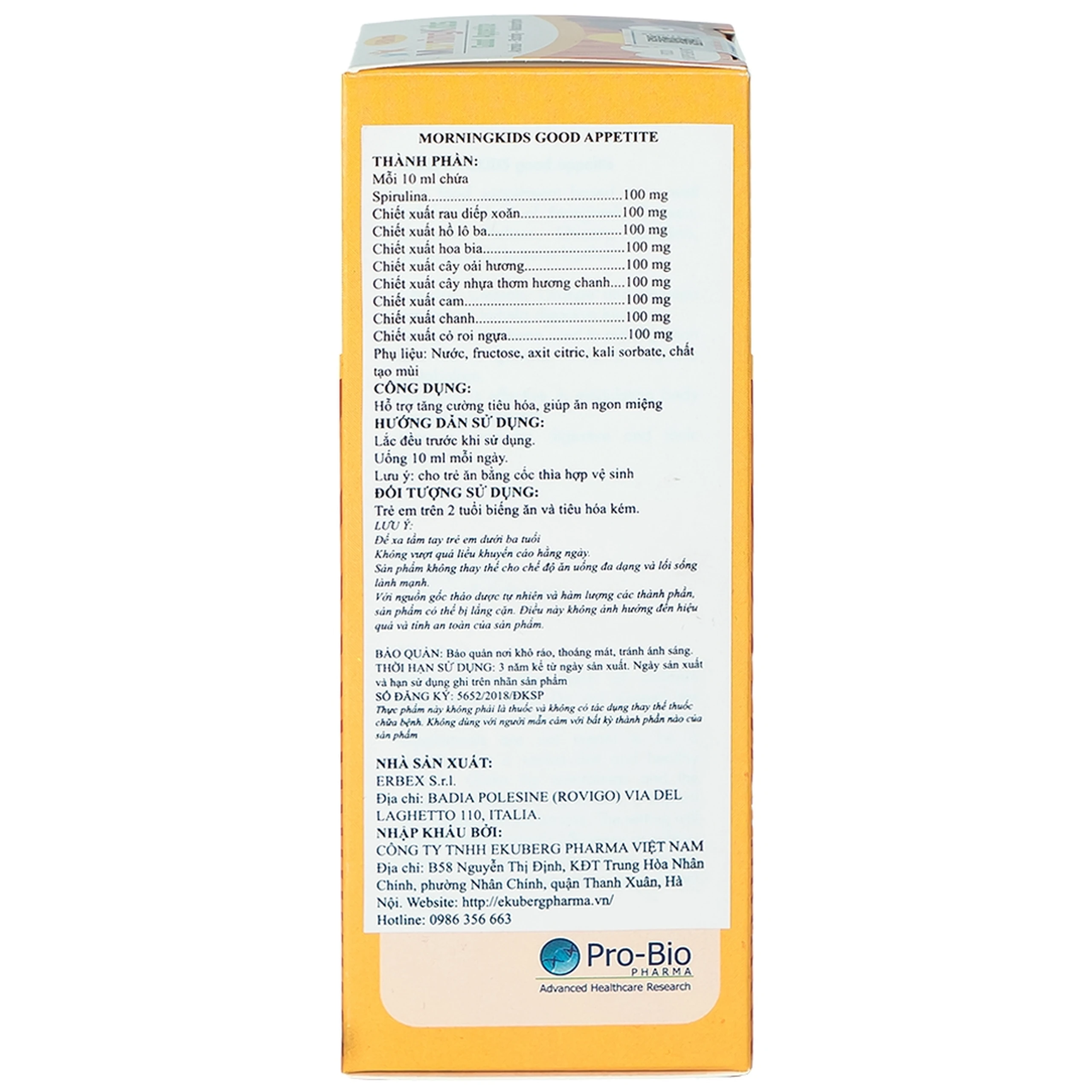 Siro hỗ trợ tăng cường tiêu hóa giúp ăn ngon miệng MorningKids Good Appetite (150ml)