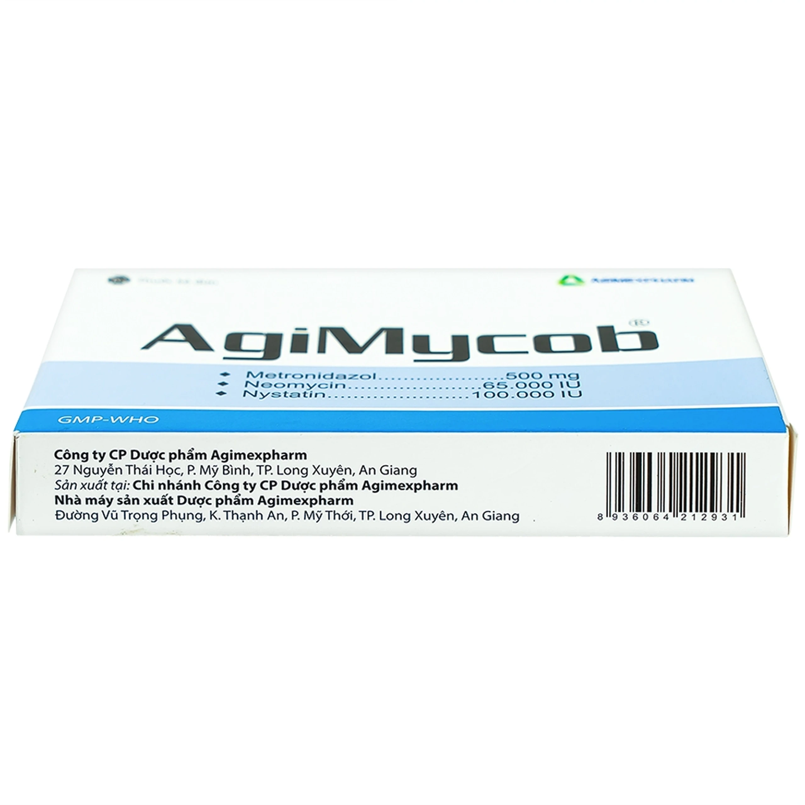 Viên đặt phụ khoa Agimycob Agimexpharm điều trị viêm âm đạo (1 vỉ x 10 viên)