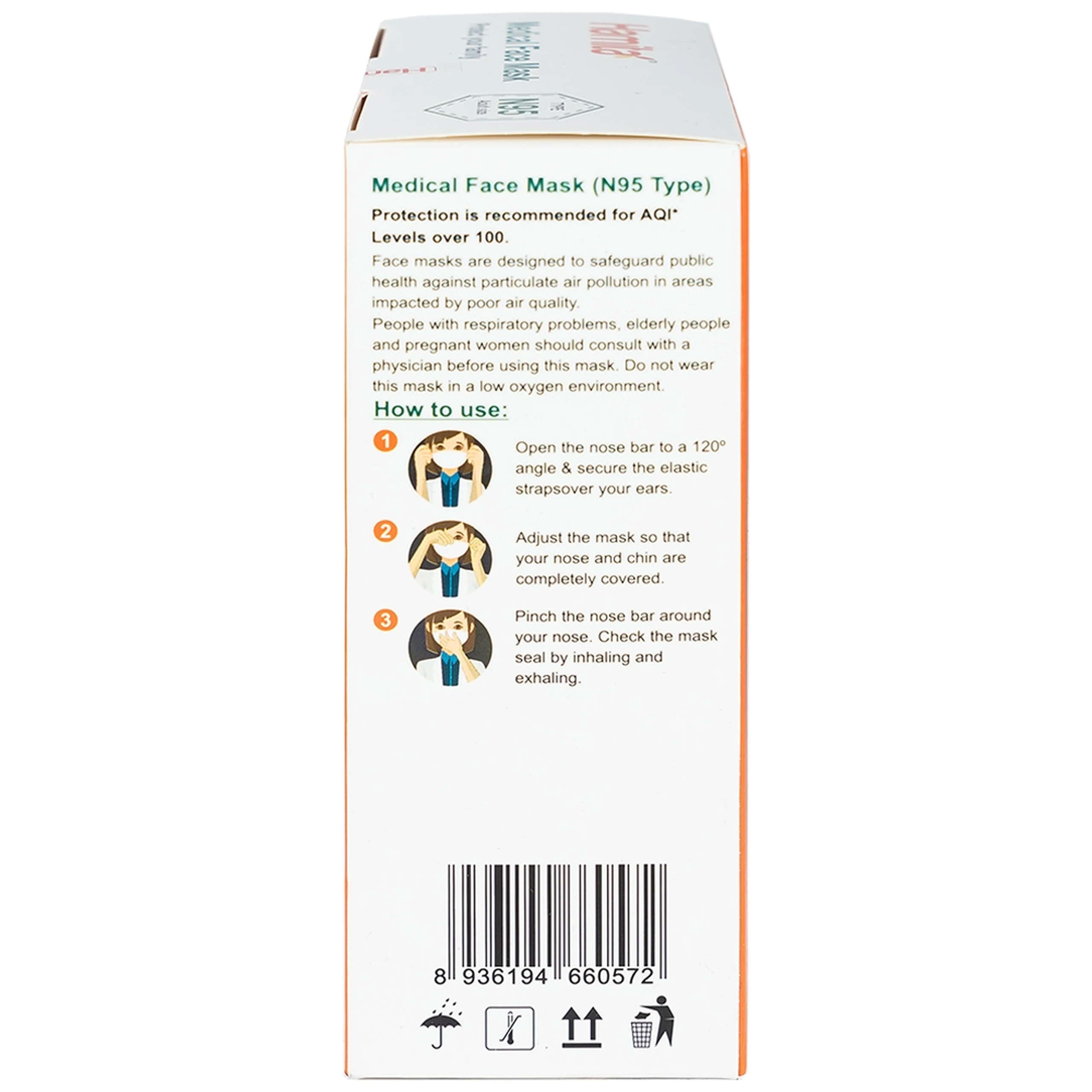 Khẩu trang Hamita N95 màu trắng (10 cái) ngăn khói bụi, vi khuẩn và giọt bắn