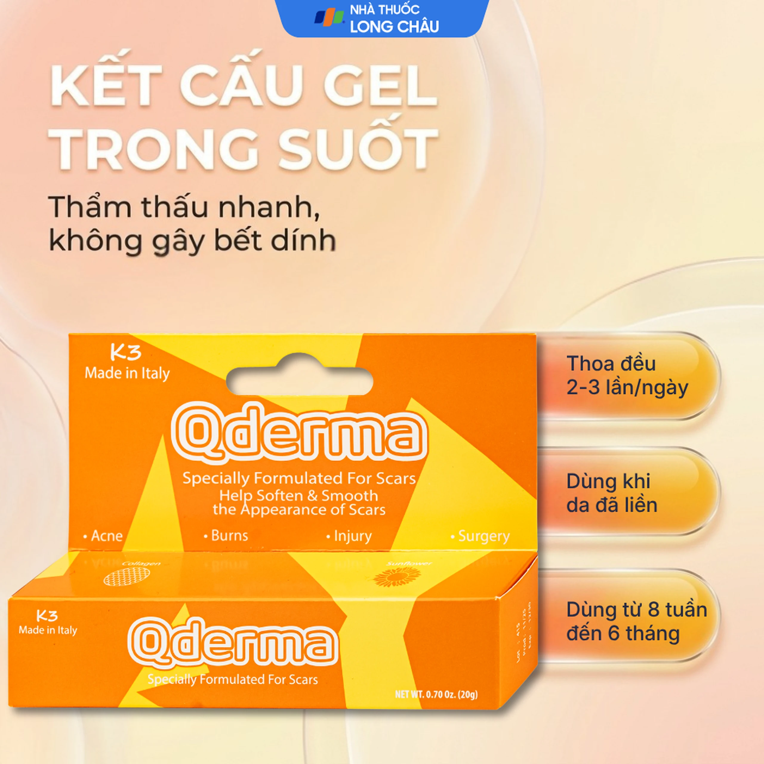 Gel phục hồi da Qderma giúp cải thiện tình trạng sẹo (20g) 5